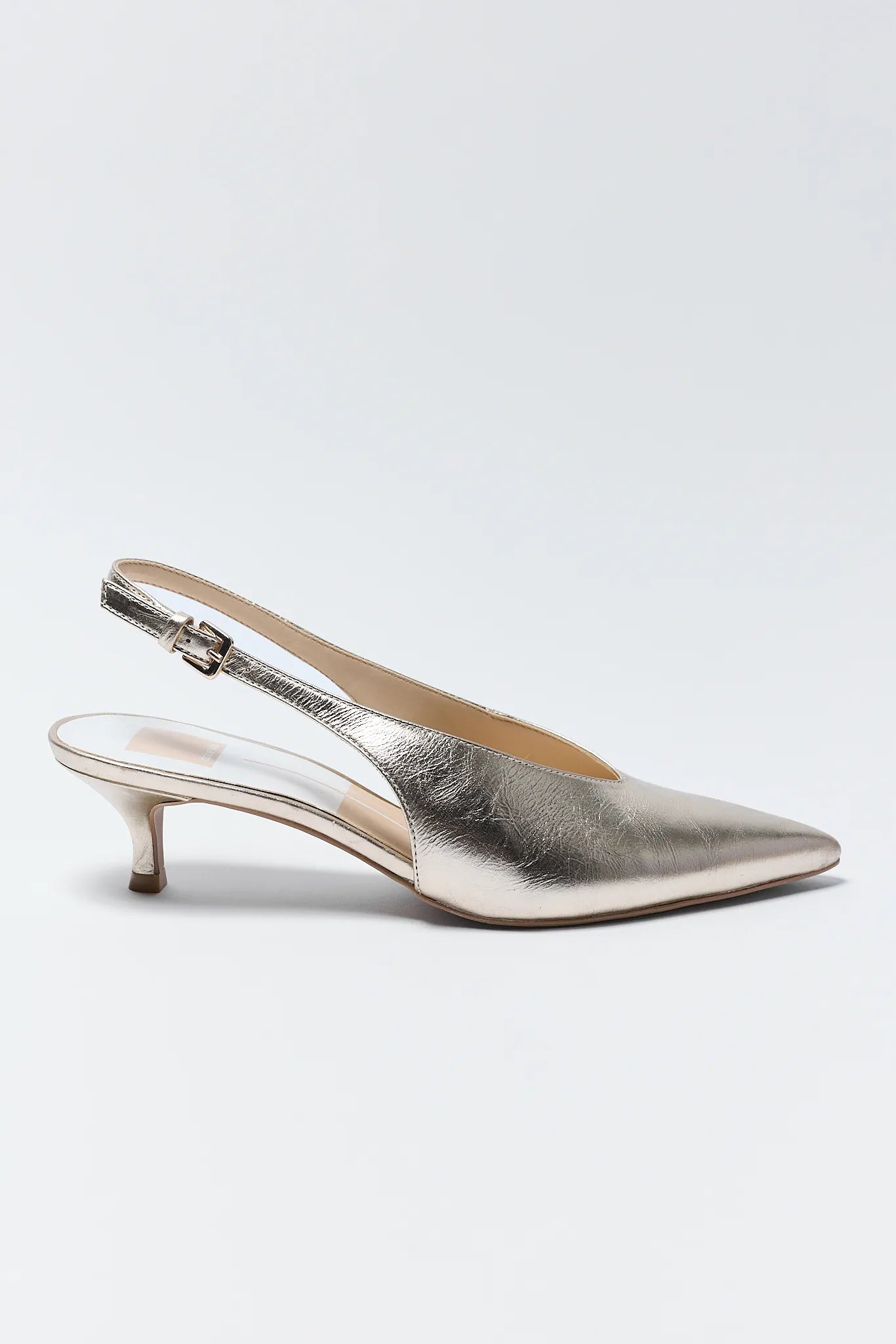 Alenna Gold Pointed Toe Heels on a white background