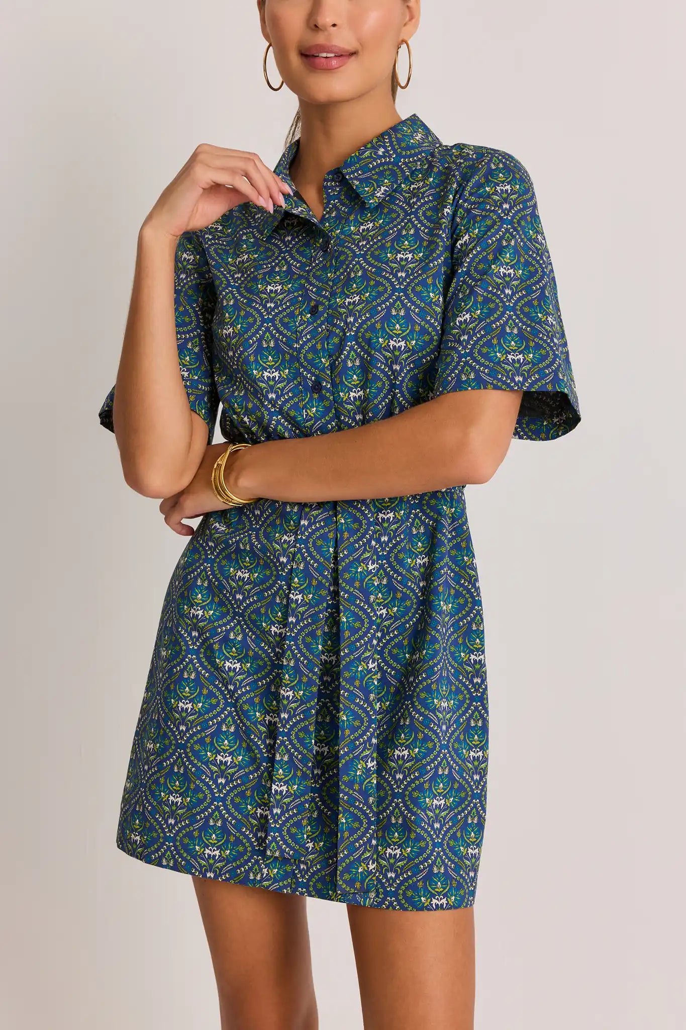 Allison Navy Printed Short Dress