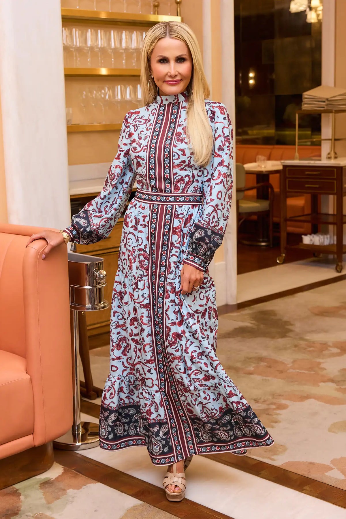 Amber Blue Printed Maxi Dress