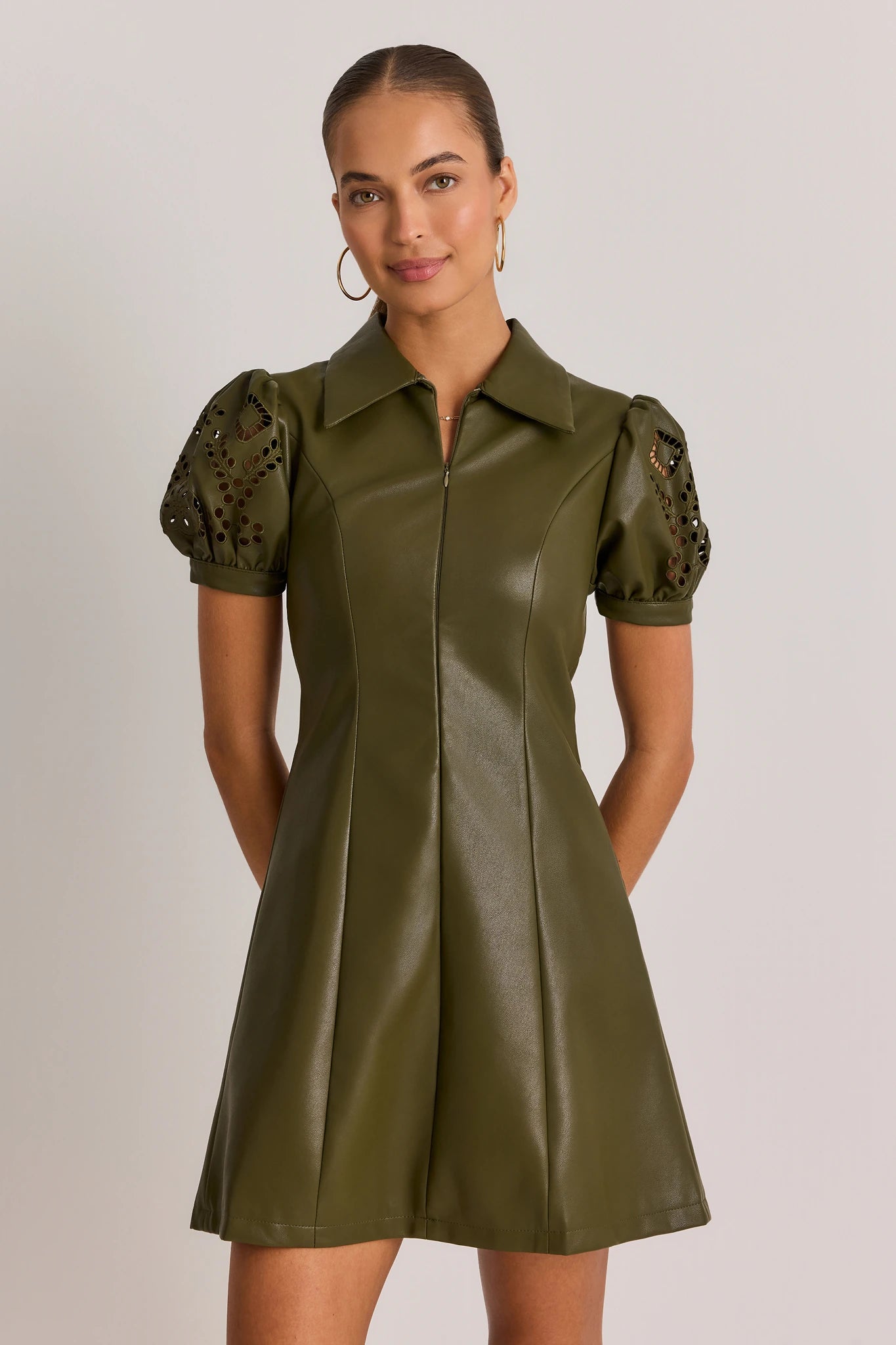 Anna Green Faux Leather Short Dress