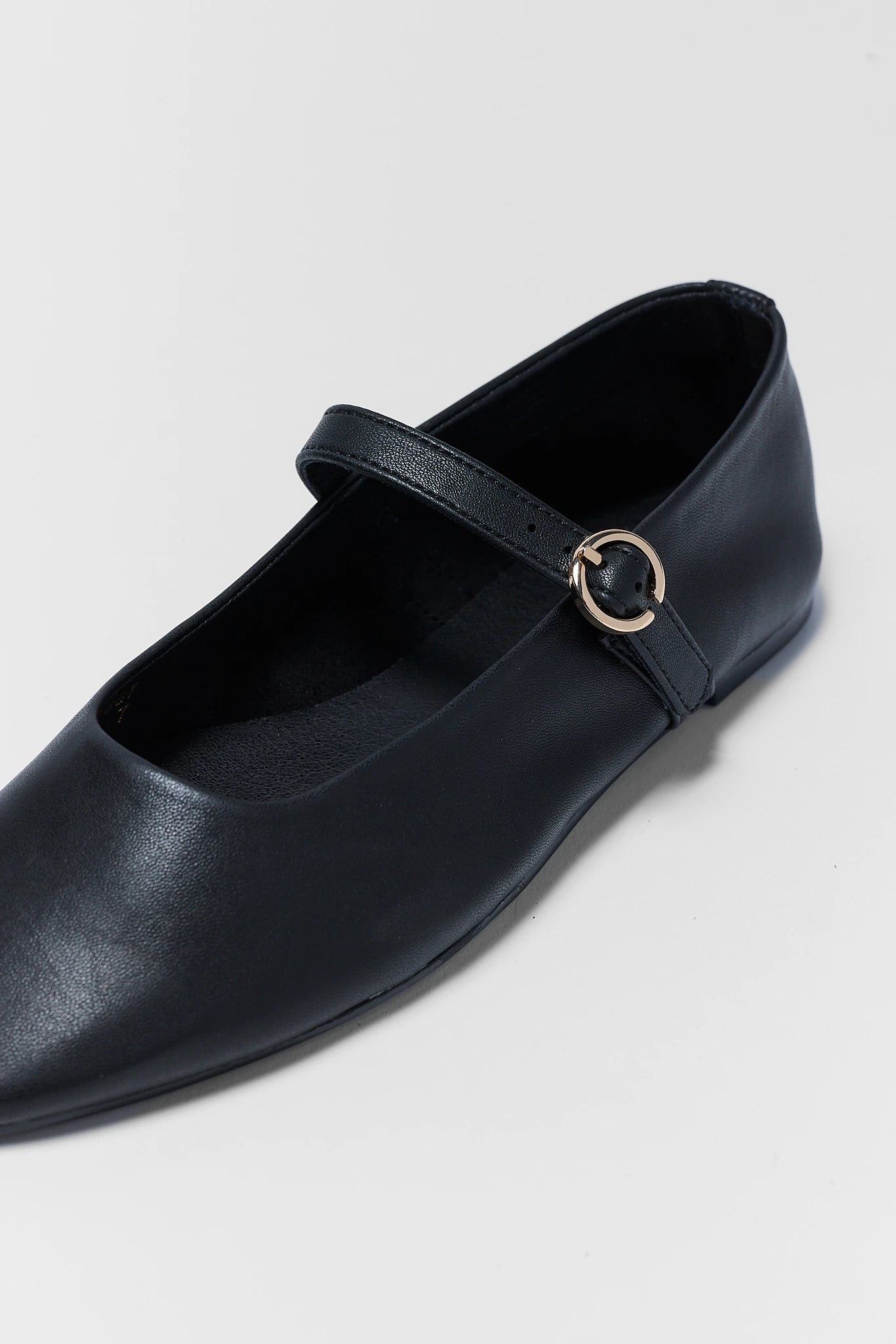Annabelle Black Faux Leather Flats