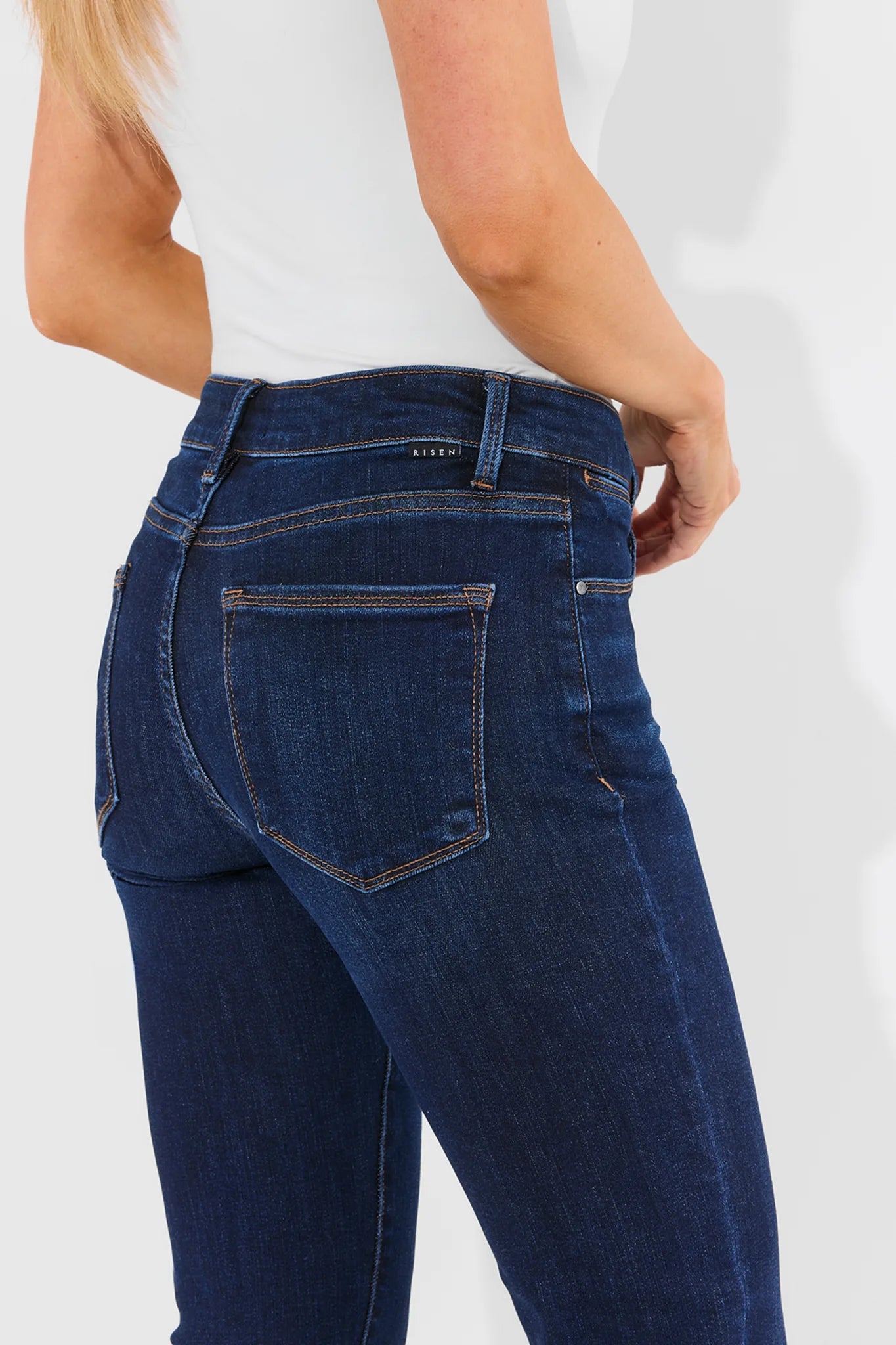 Becca Dark Wash Kick Flare Cropped Jeans