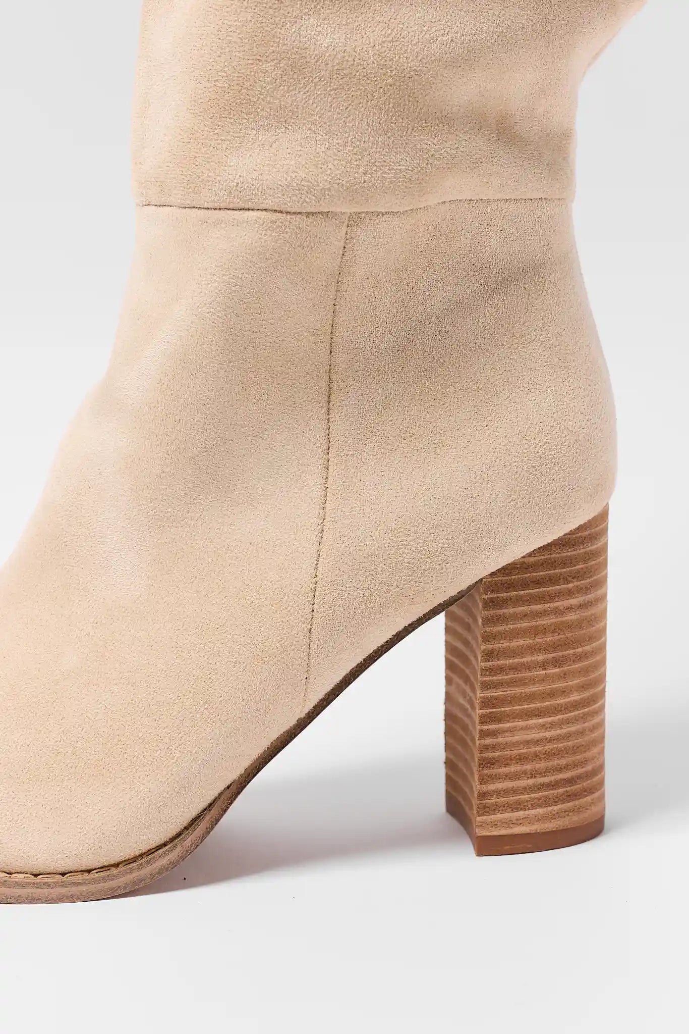 Beige Faux Suede Tall Boots