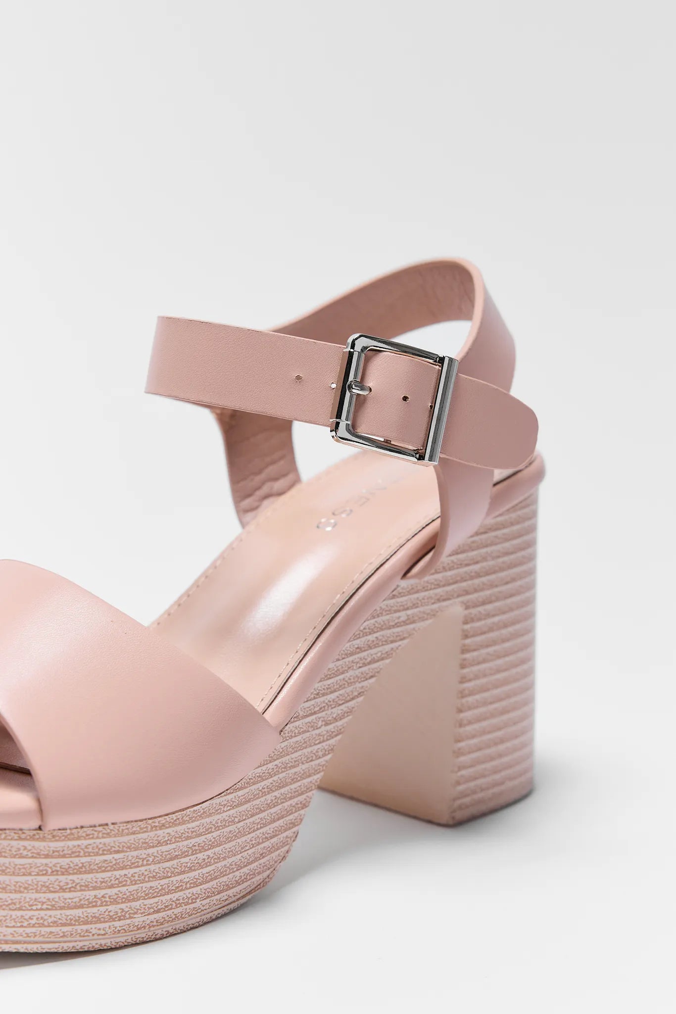 Bethany Nude Platform Heels with a chunky heel on a white background