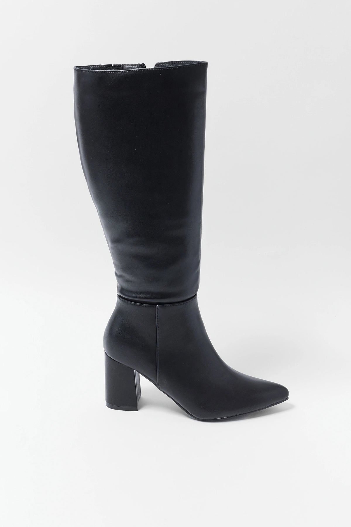 Black Faux Leather Tall Boot