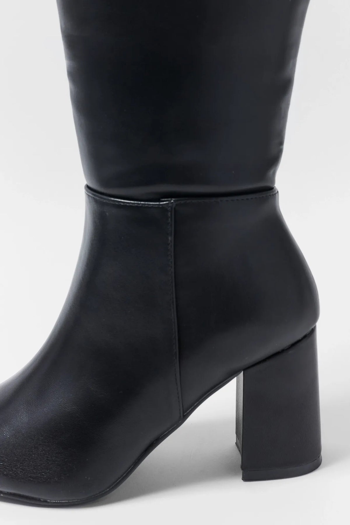 Black Faux Leather Tall Boot
