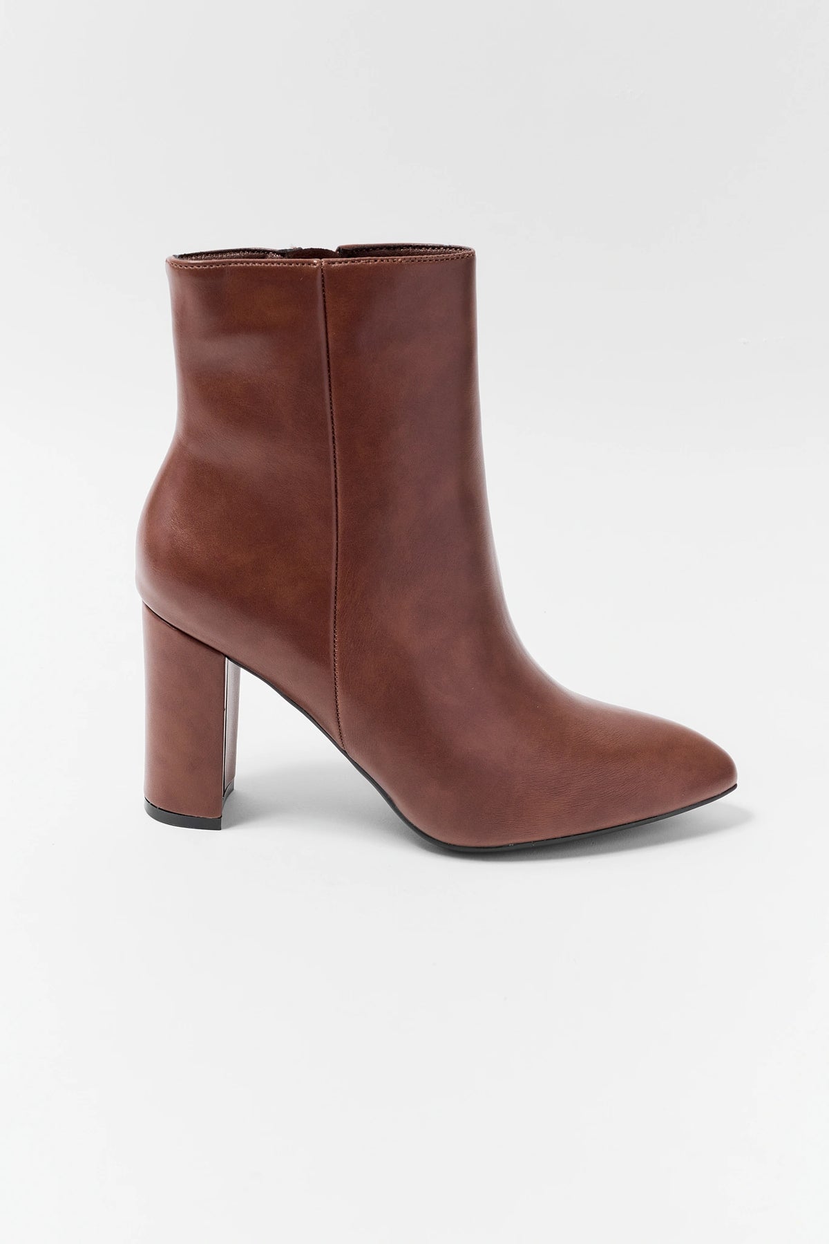 Brown Faux Leather Bootie