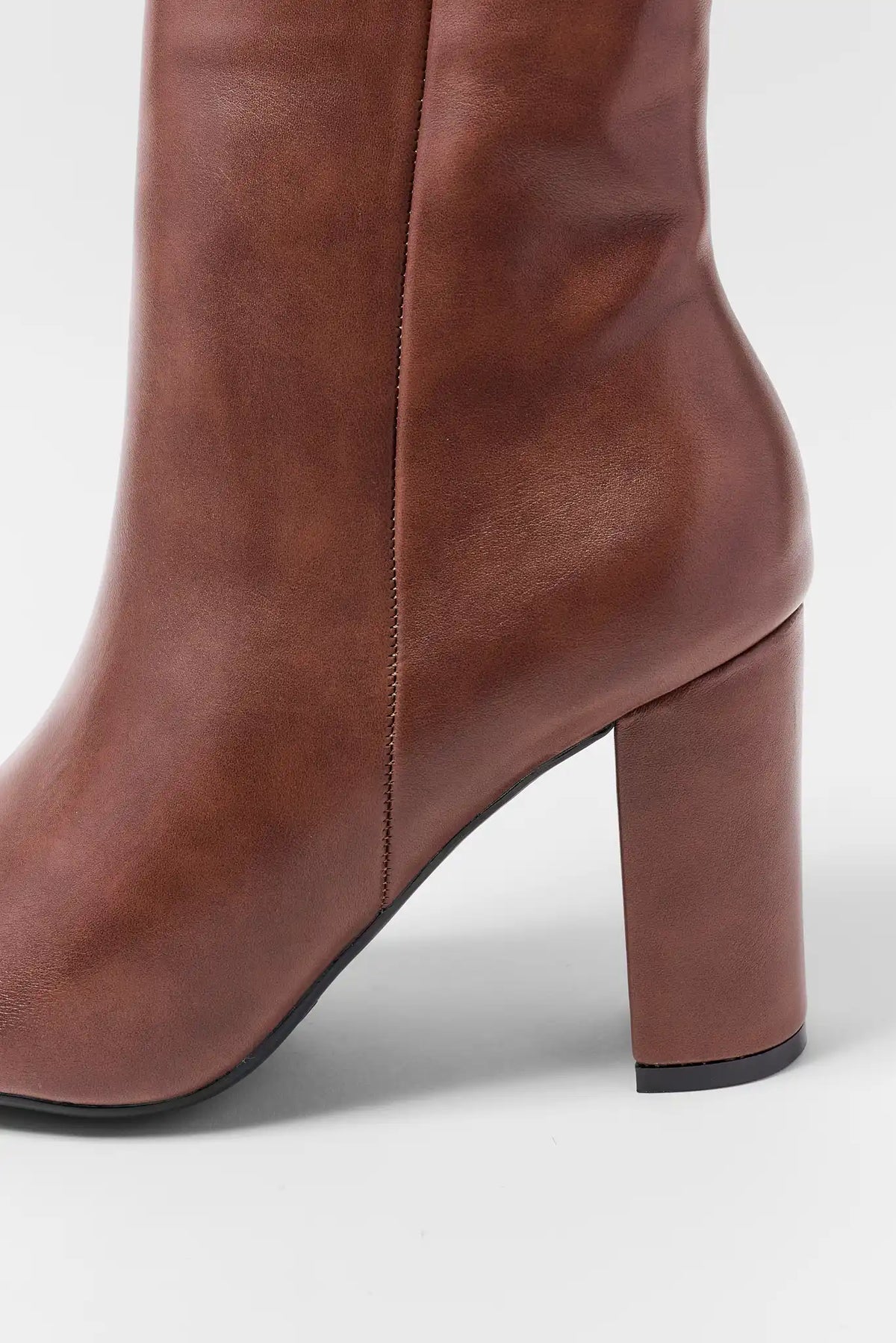 Brown Faux Leather Bootie