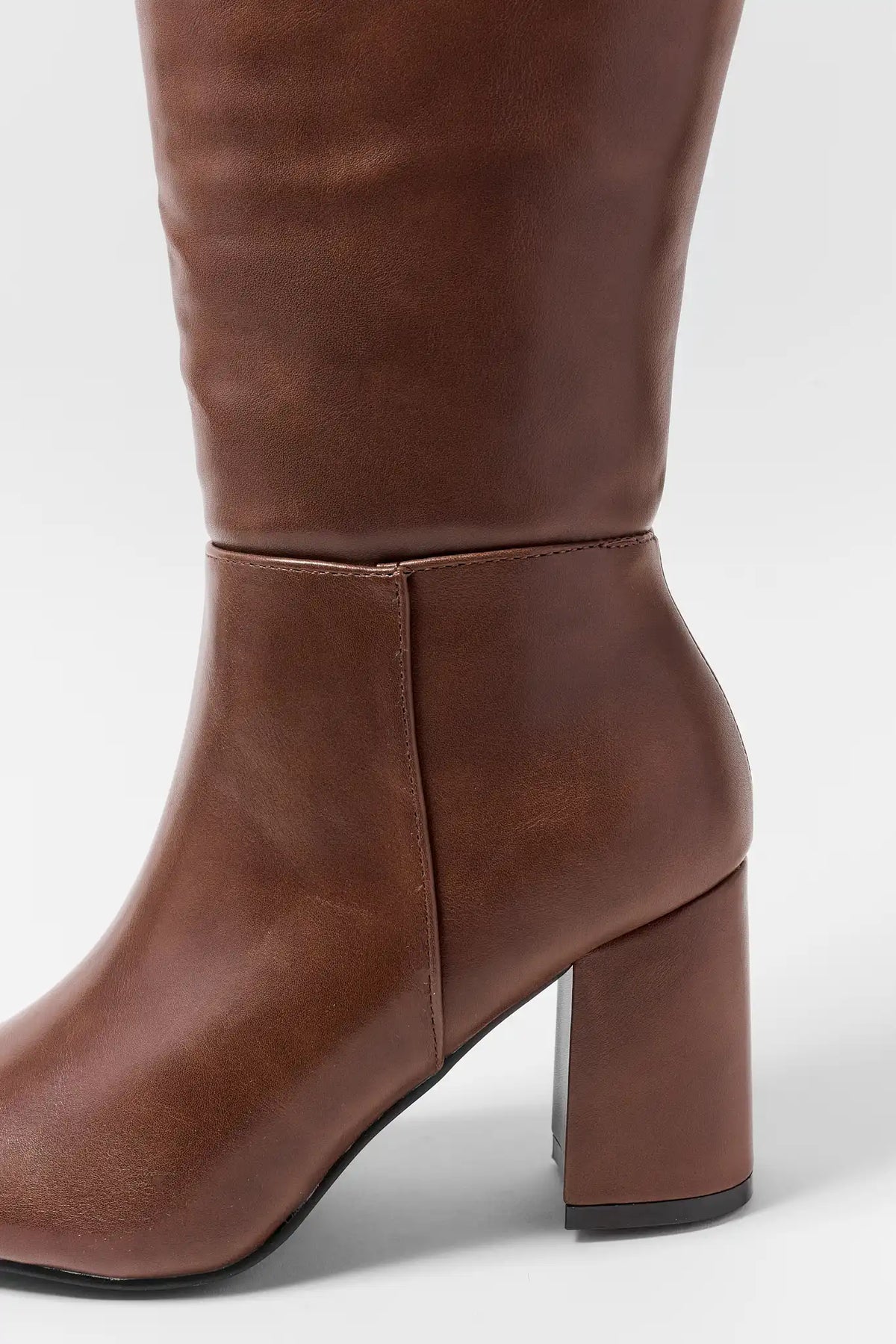 Brown Faux Leather Tall Boot