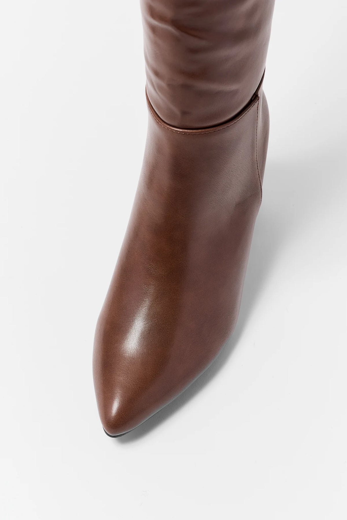 Brown Faux Leather Tall Boot