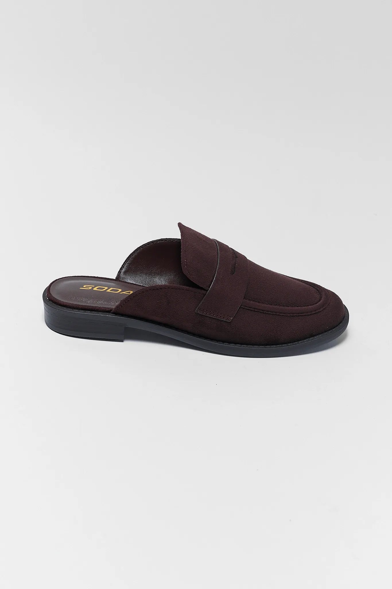 Brown Faux Suede Loafer Mule