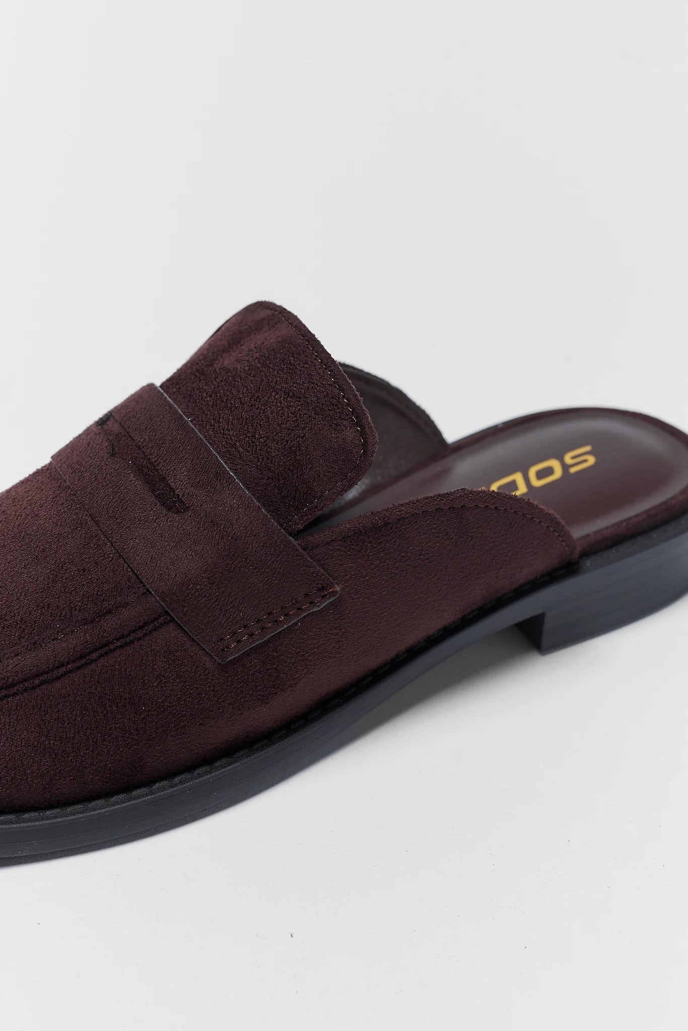 Brown Faux Suede Loafer Mule