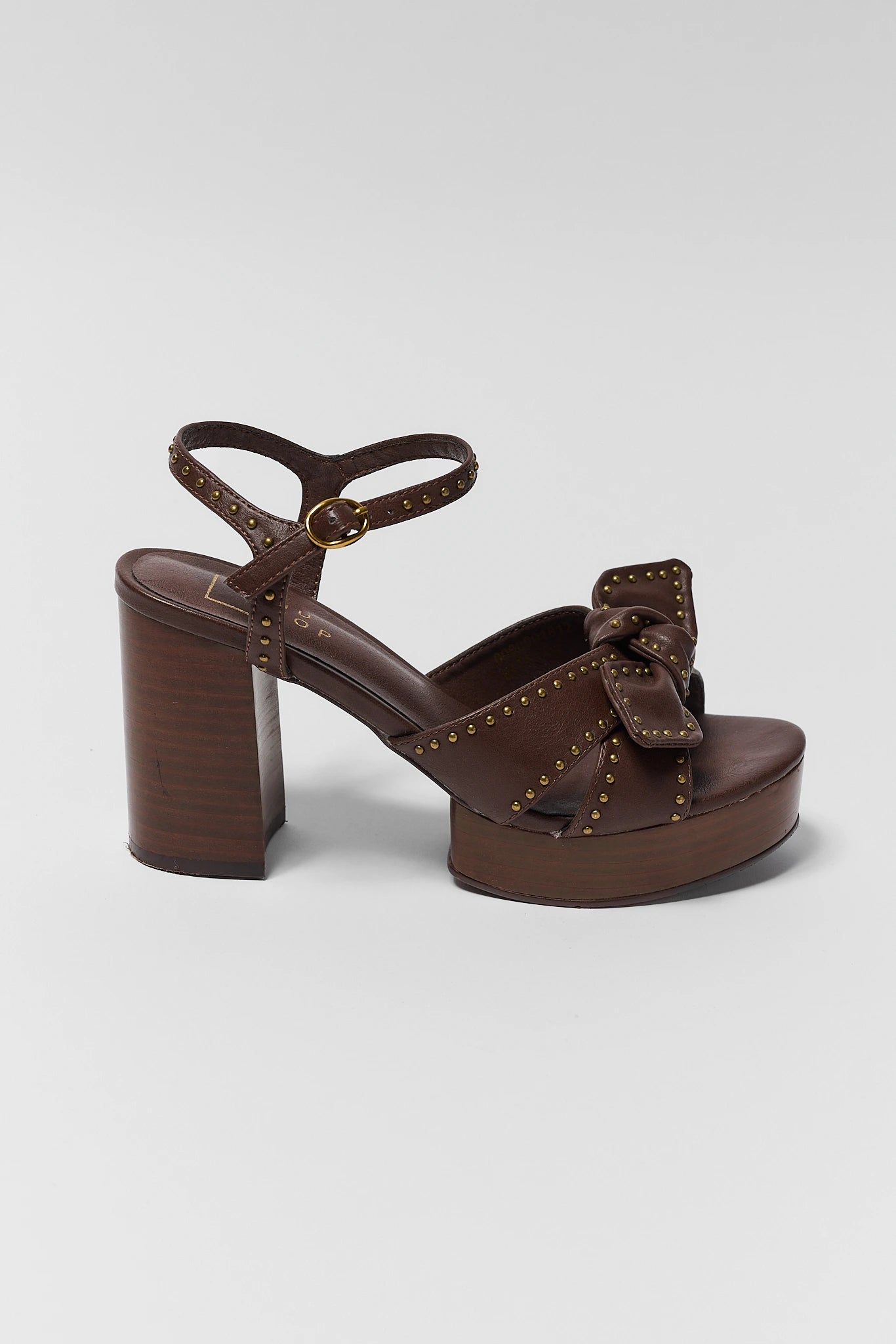 Brown Faux Leather Platform Heel