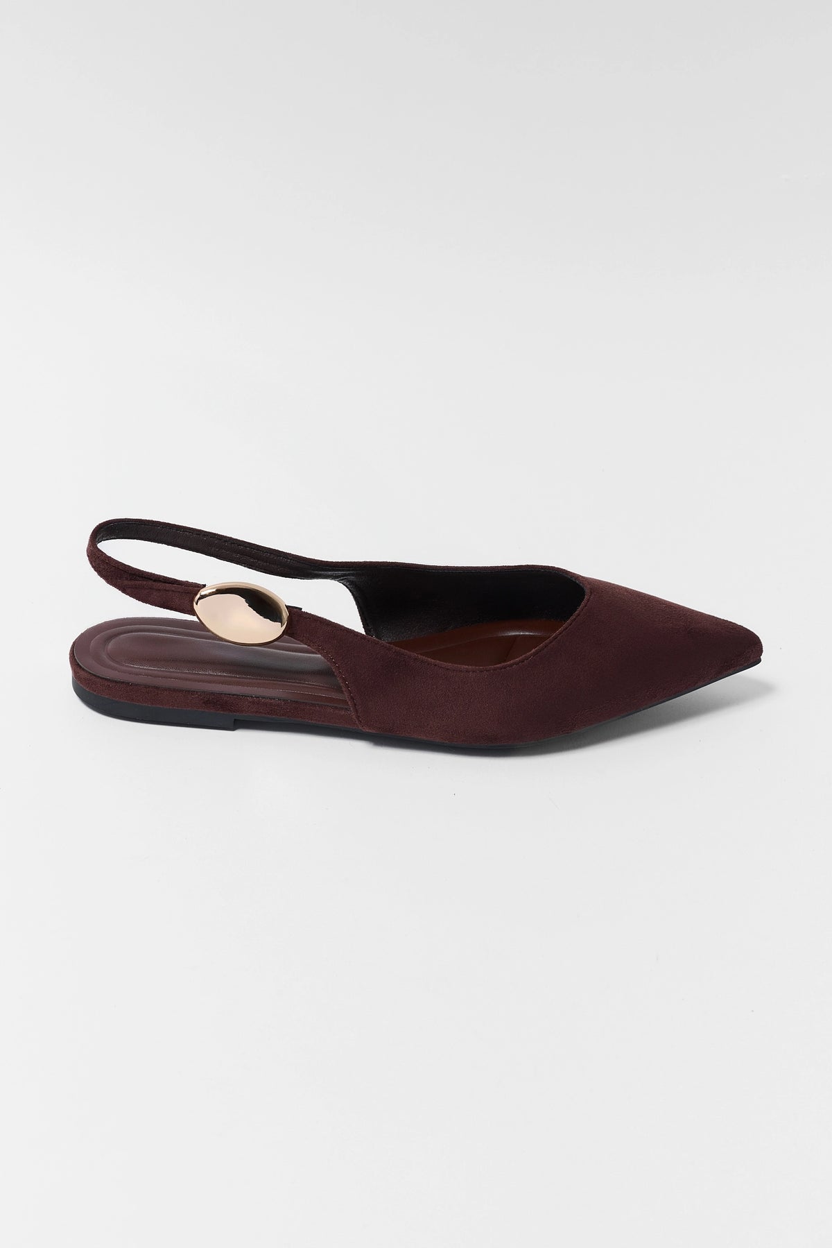 Brown Faux Suede Slingback Flats