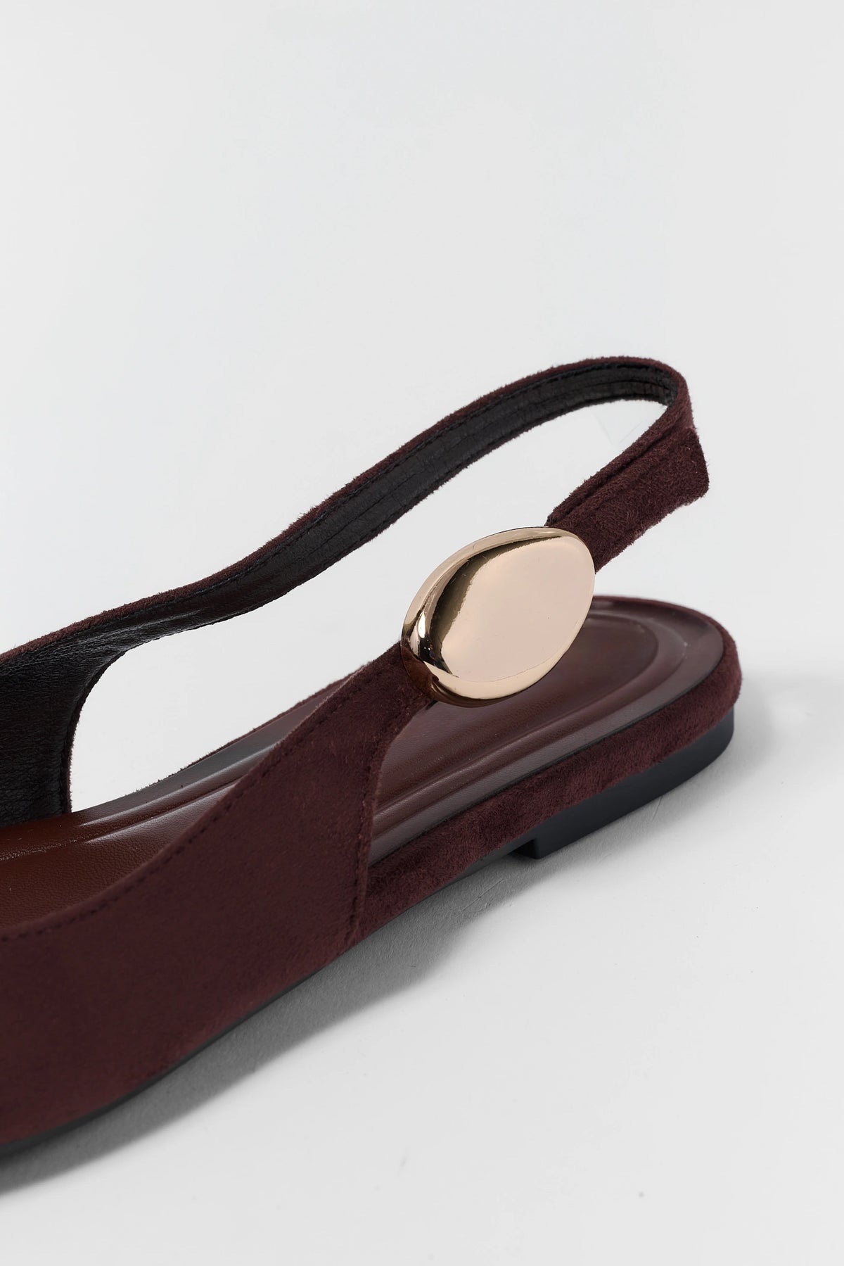 Brown Faux Suede Slingback Flats