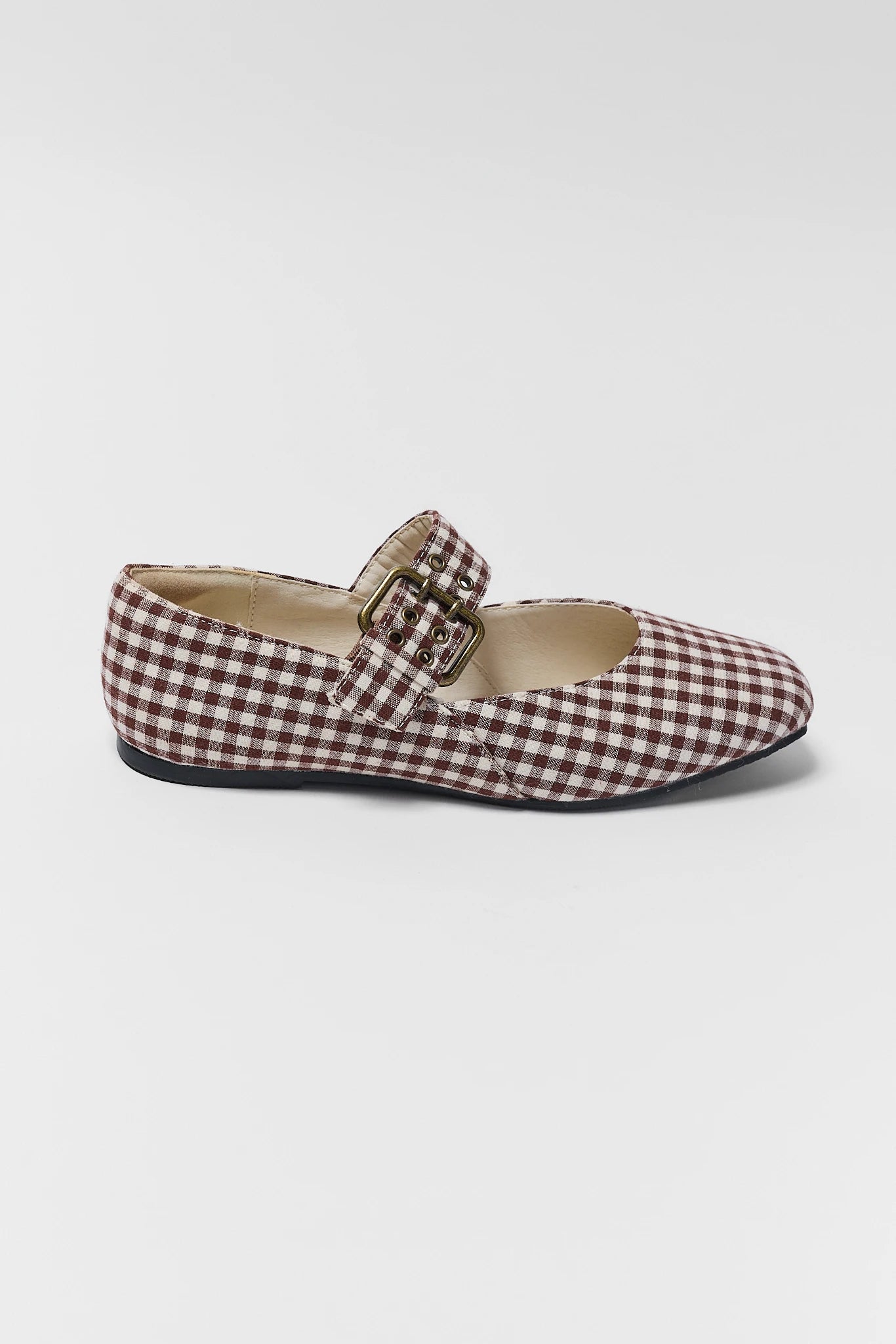 Brown Gingham Ballet Flat