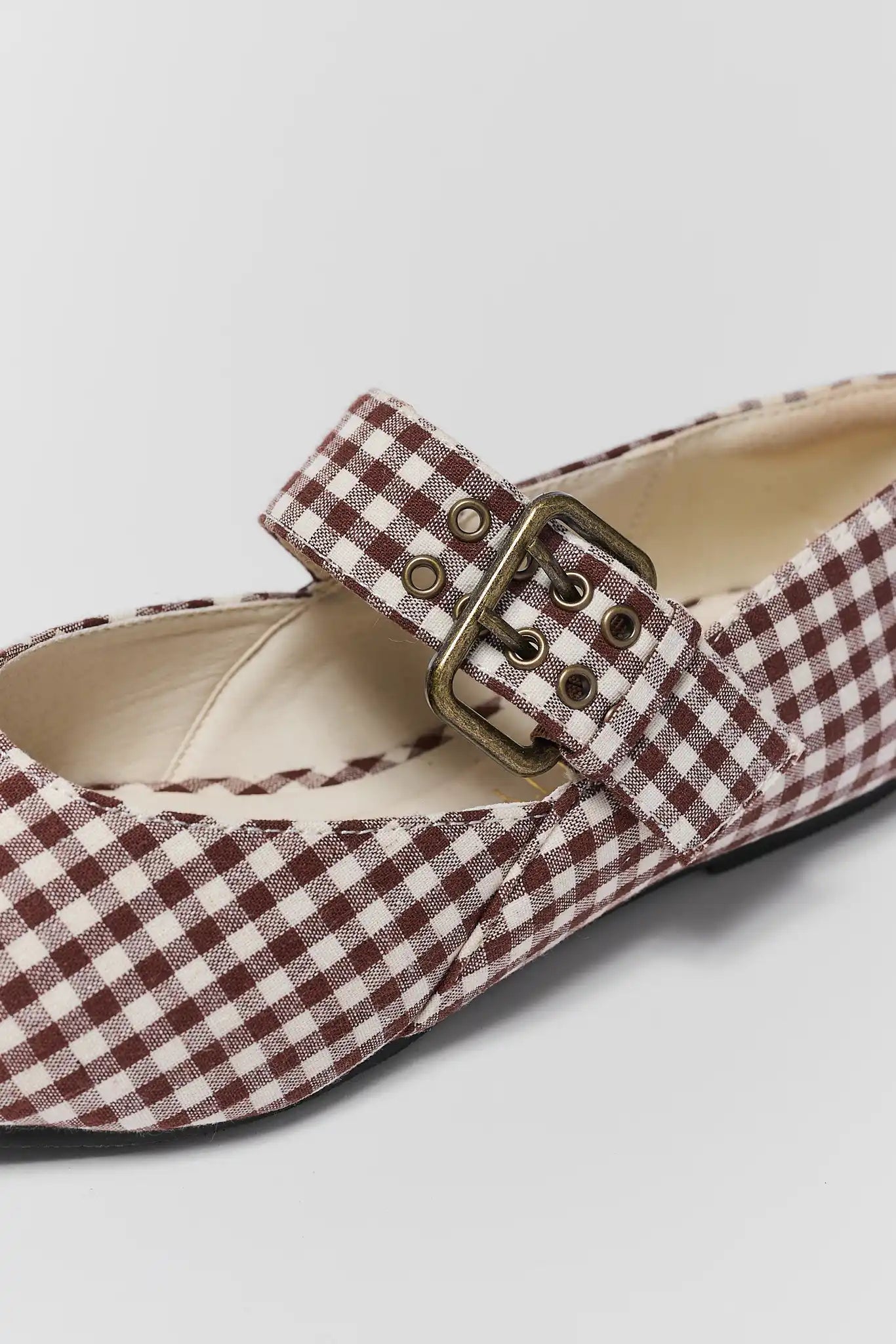 Brown Gingham Ballet Flat