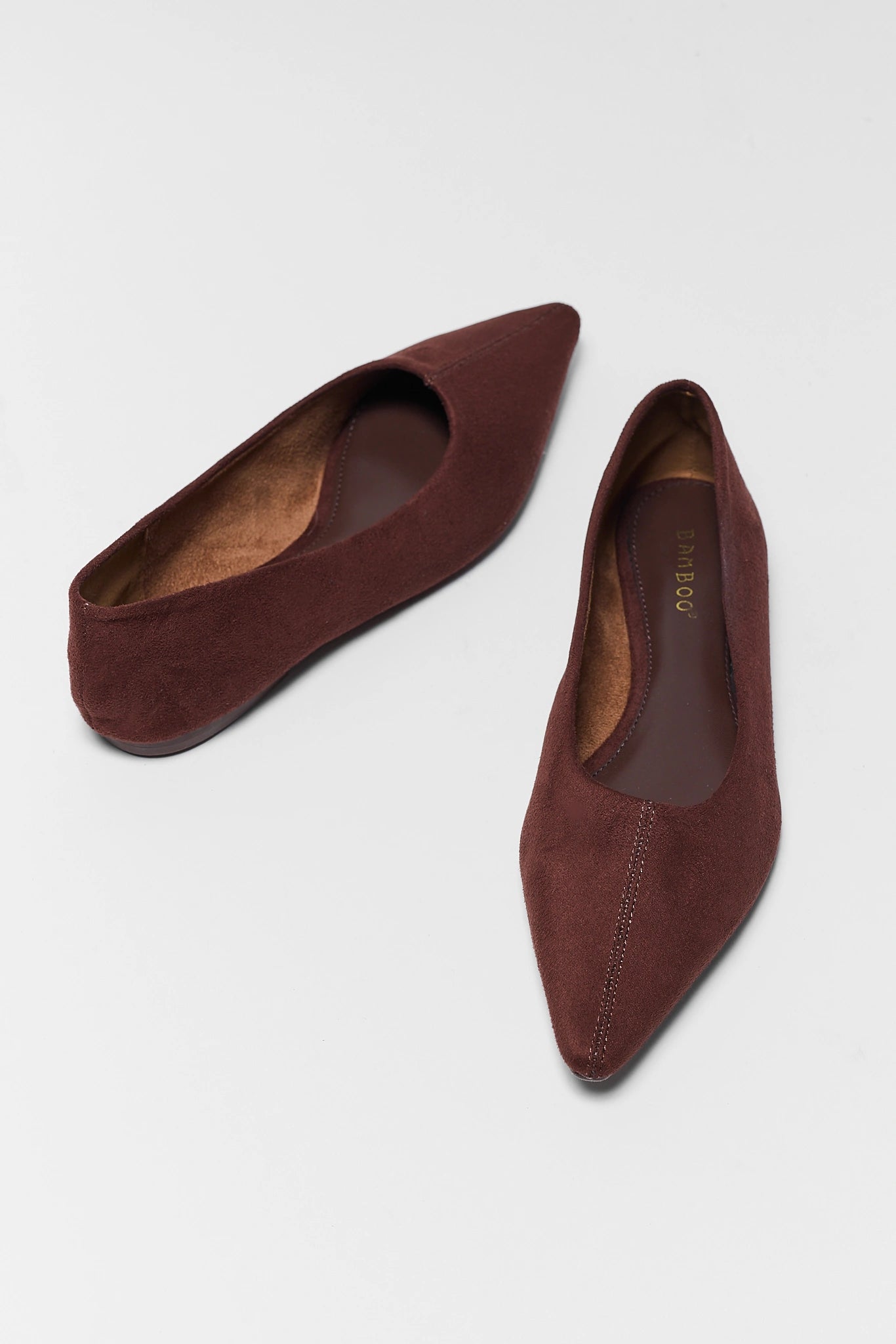 Brown Pointed Toe Ballet Flats