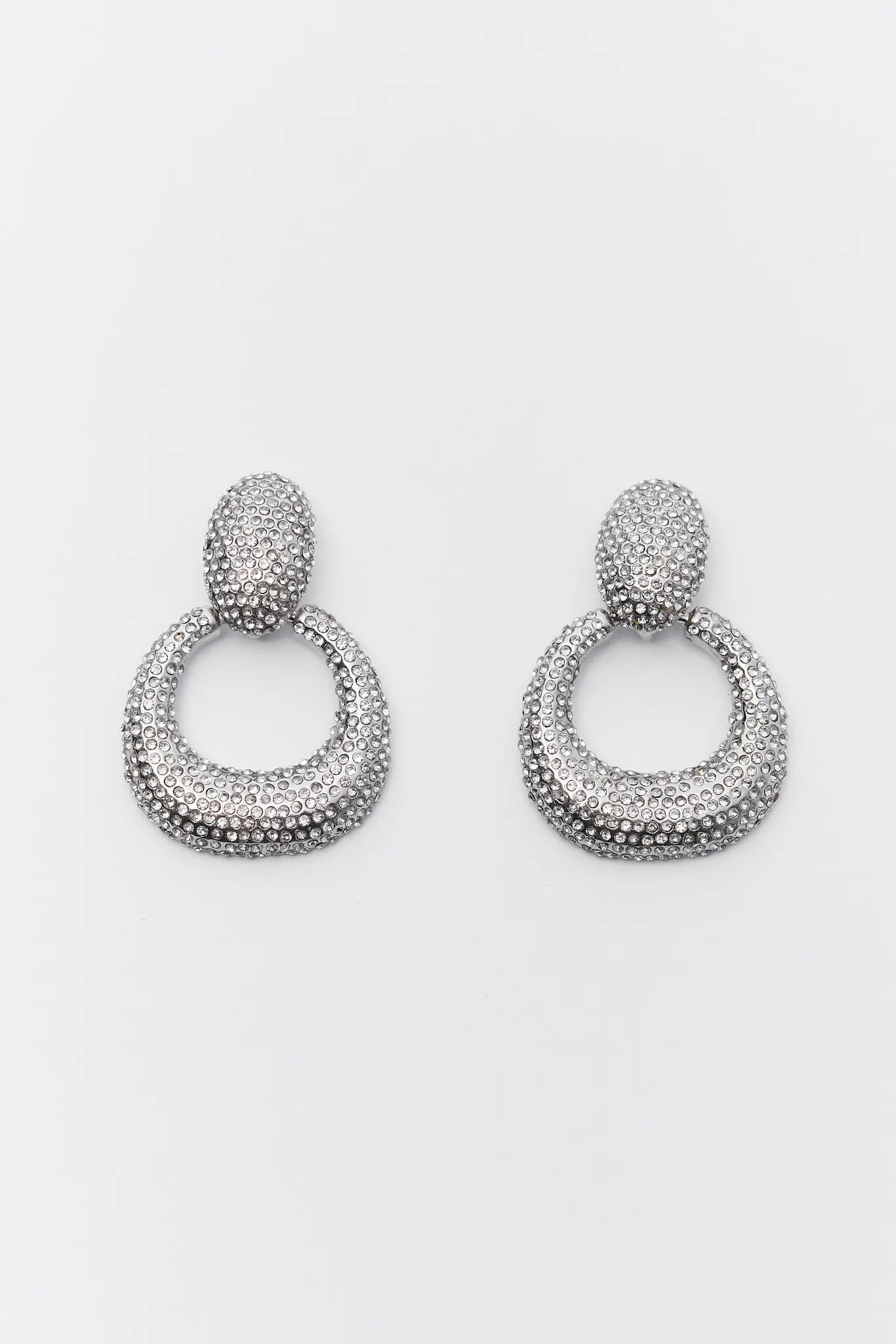 Channing Silver Rhinestone Drop Earrings