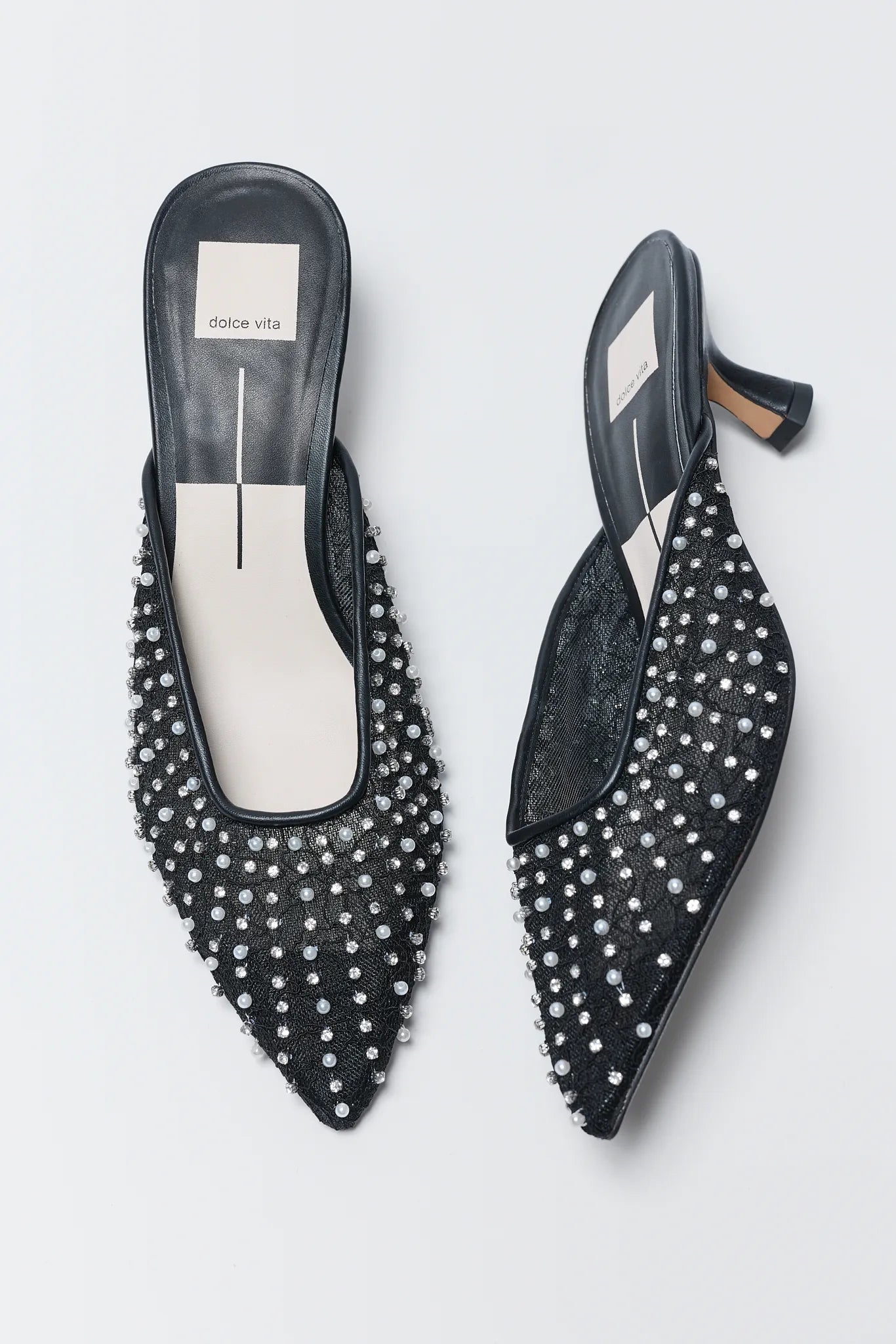 Cleo Black Embellished Kitten Heels