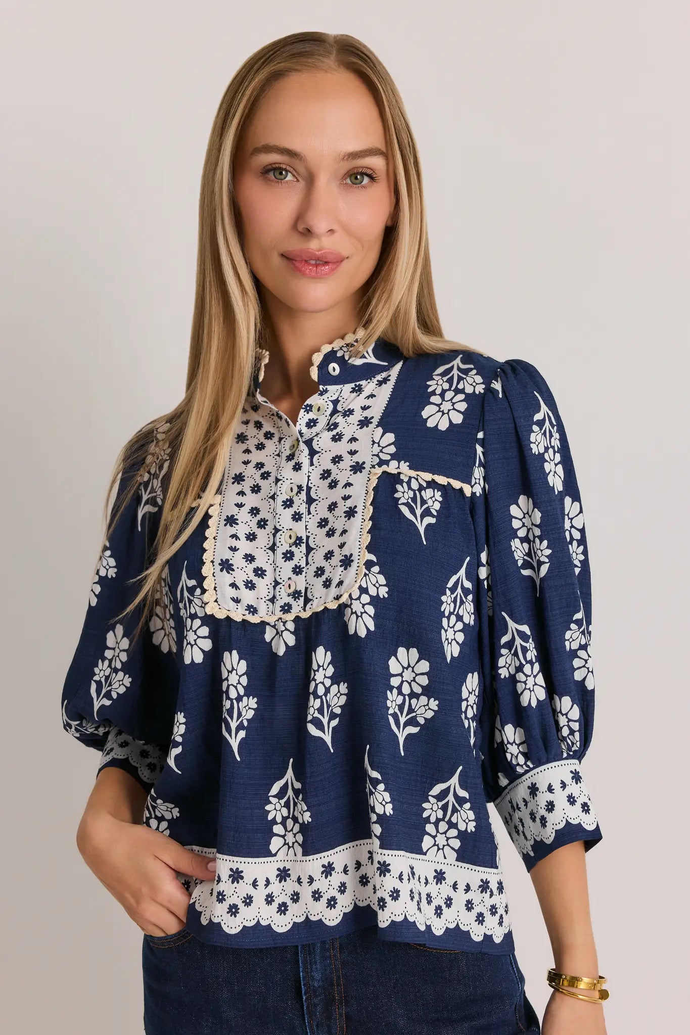 Collier Navy Printed Top by THML