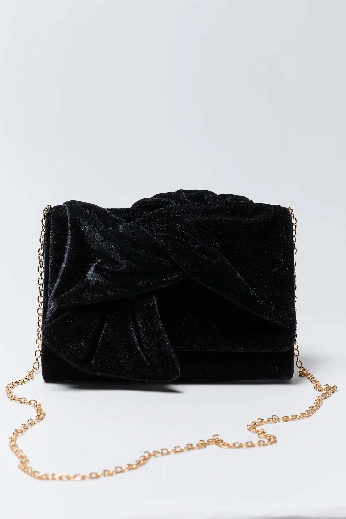 Cora Black Velvet Knot Clutch