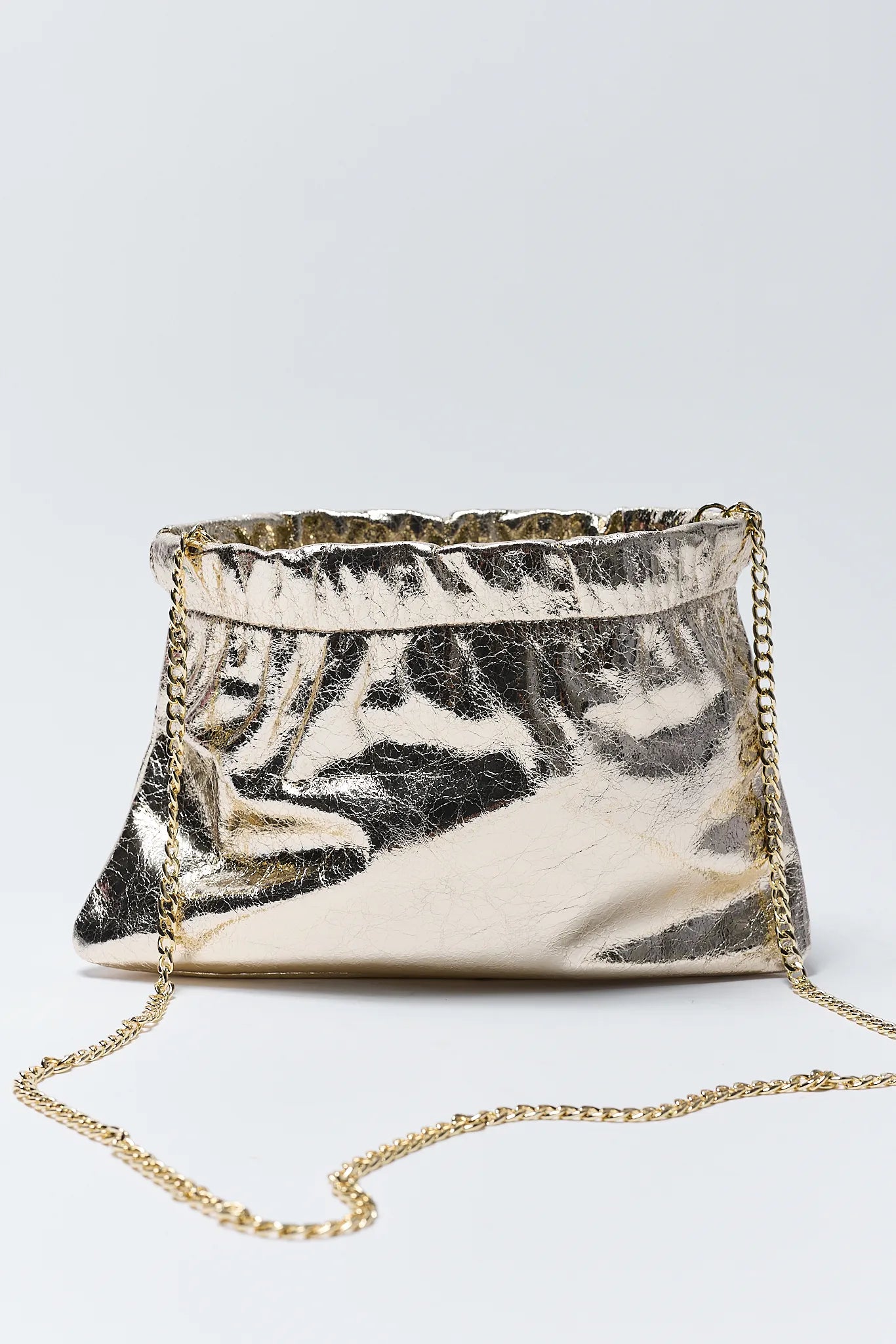 Everly Gold Metallic Clutch