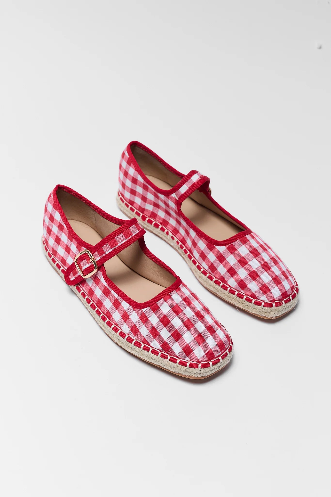 pair of Fallon Red Gingham Espadrille Flats