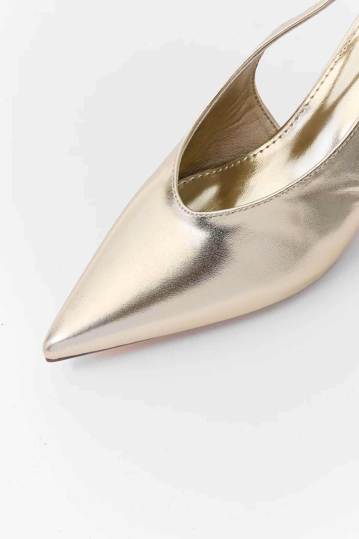 Gold Pointed Toe Slingback Heels