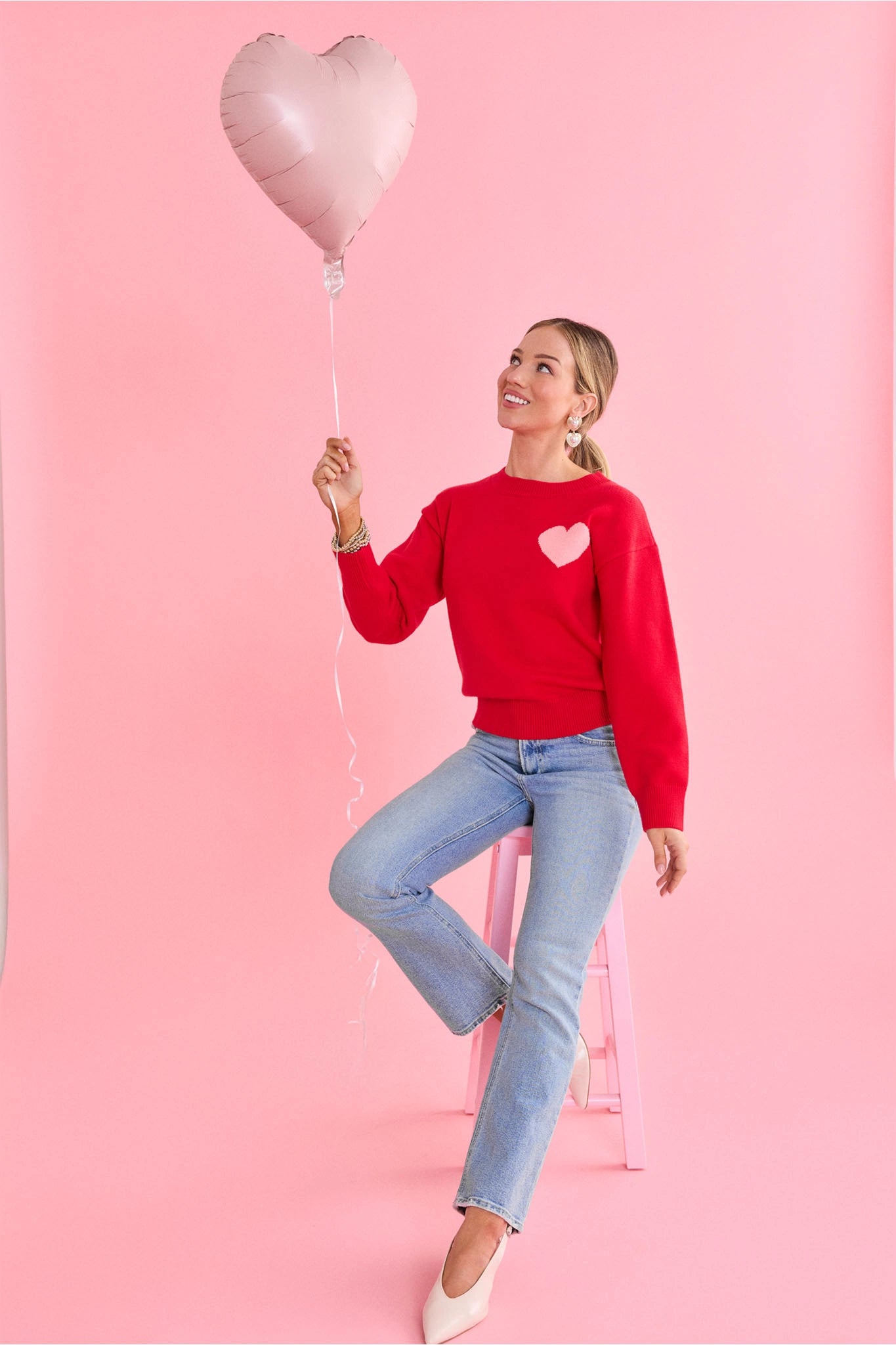 Hannah Red Heart Knit Sweater
