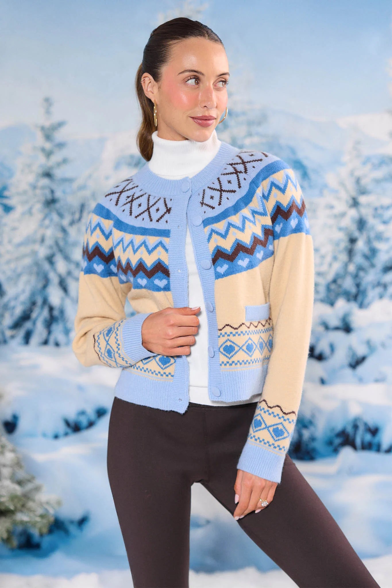 Harlow Blue Fair Isle Cardigan