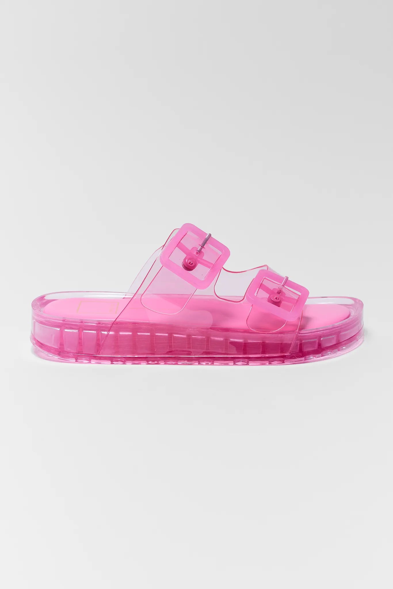 Pink jelly sandals on a white background