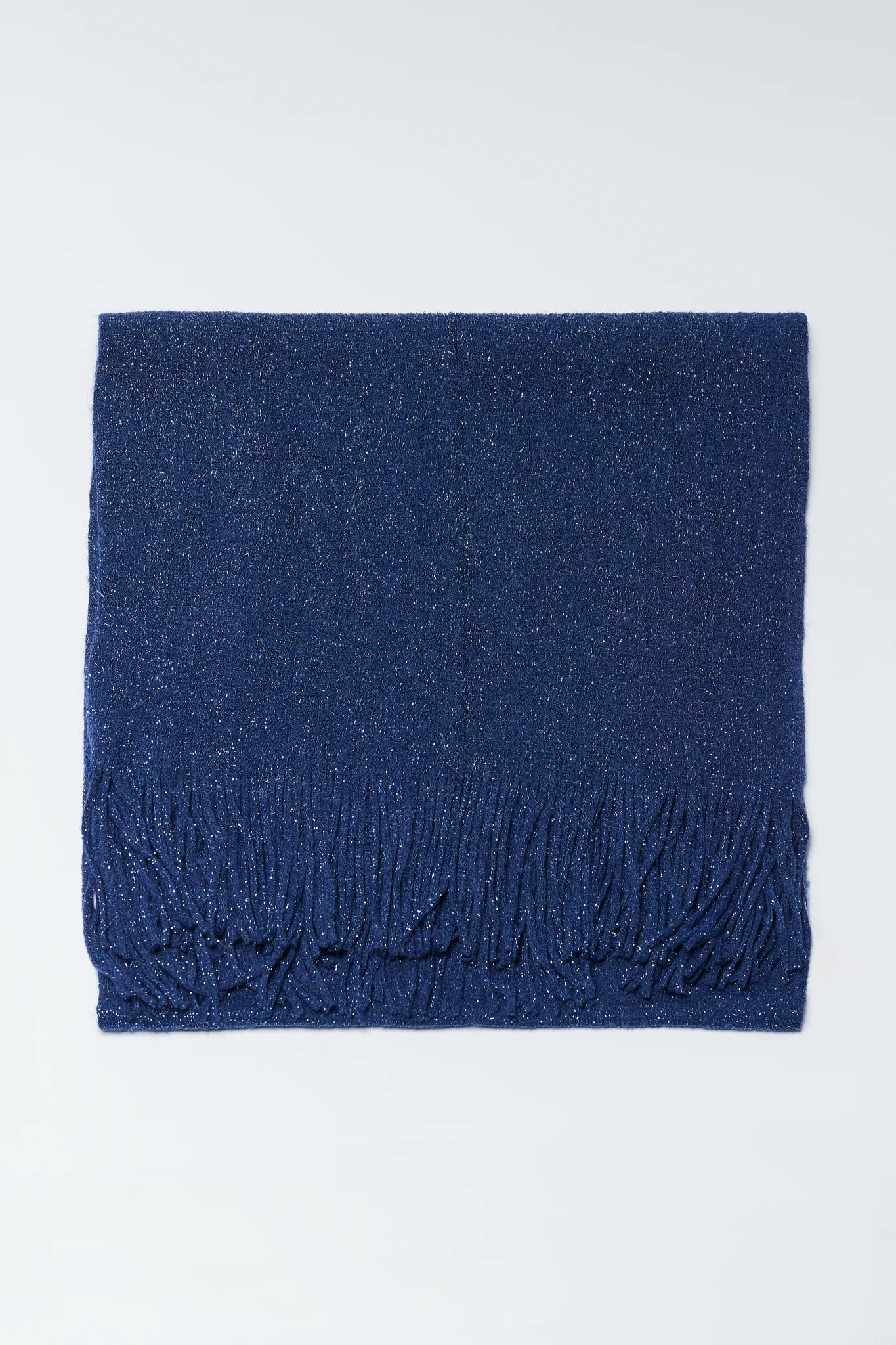 Karris Navy Fringe Scarf on a white background