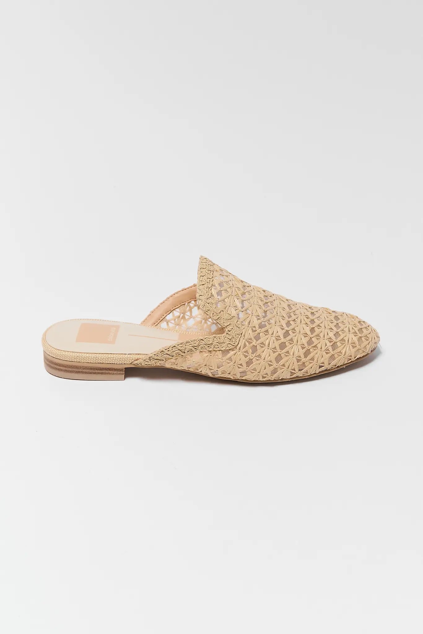 Beige woven sandal on a white background