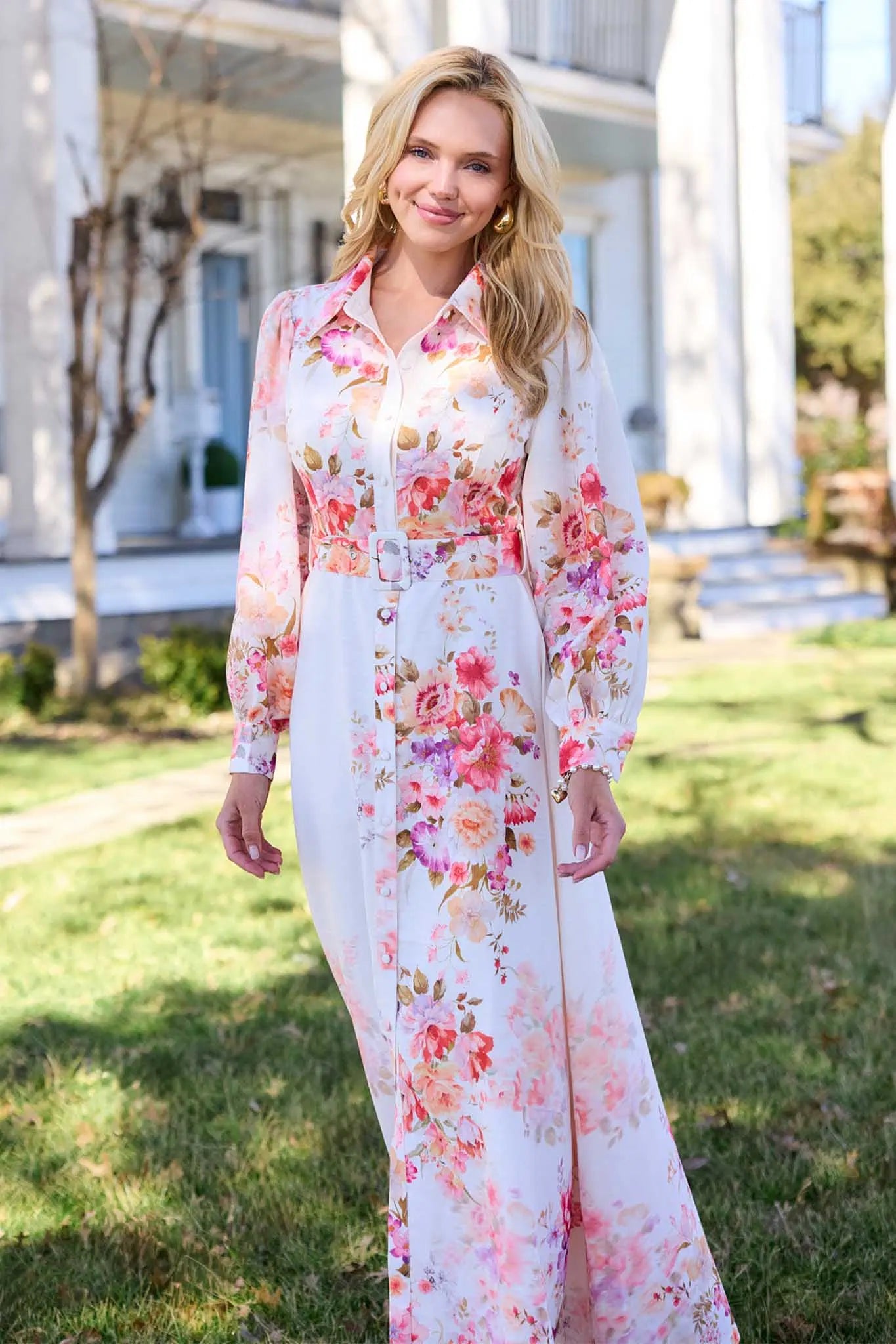 Lauren White Floral Belted Maxi Dress Lauren White Floral Belted Maxi Dress