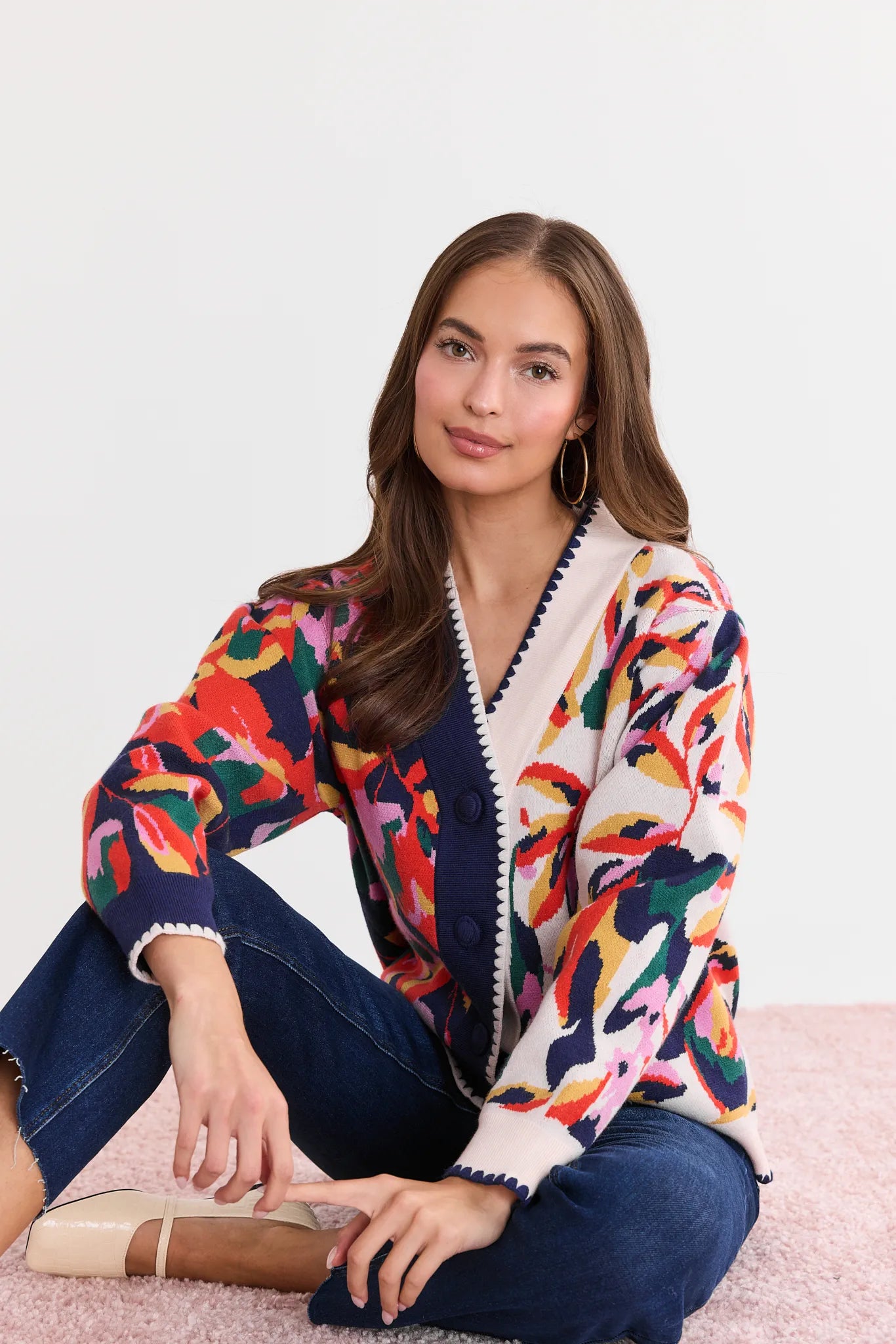 Leslie Navy Floral Cardigan