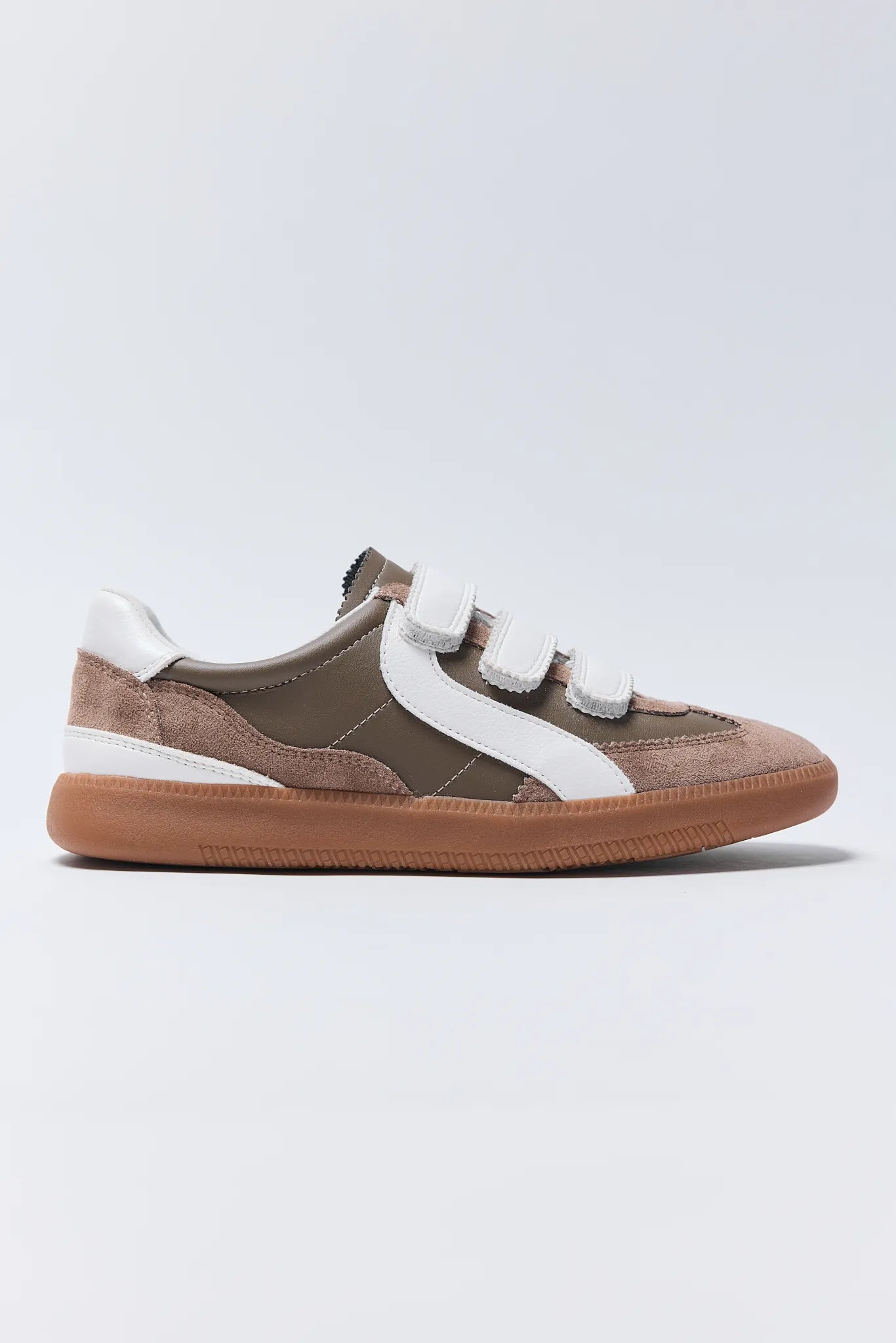 Brown and white Lizzie Sneakers with a light brown sole on a white background