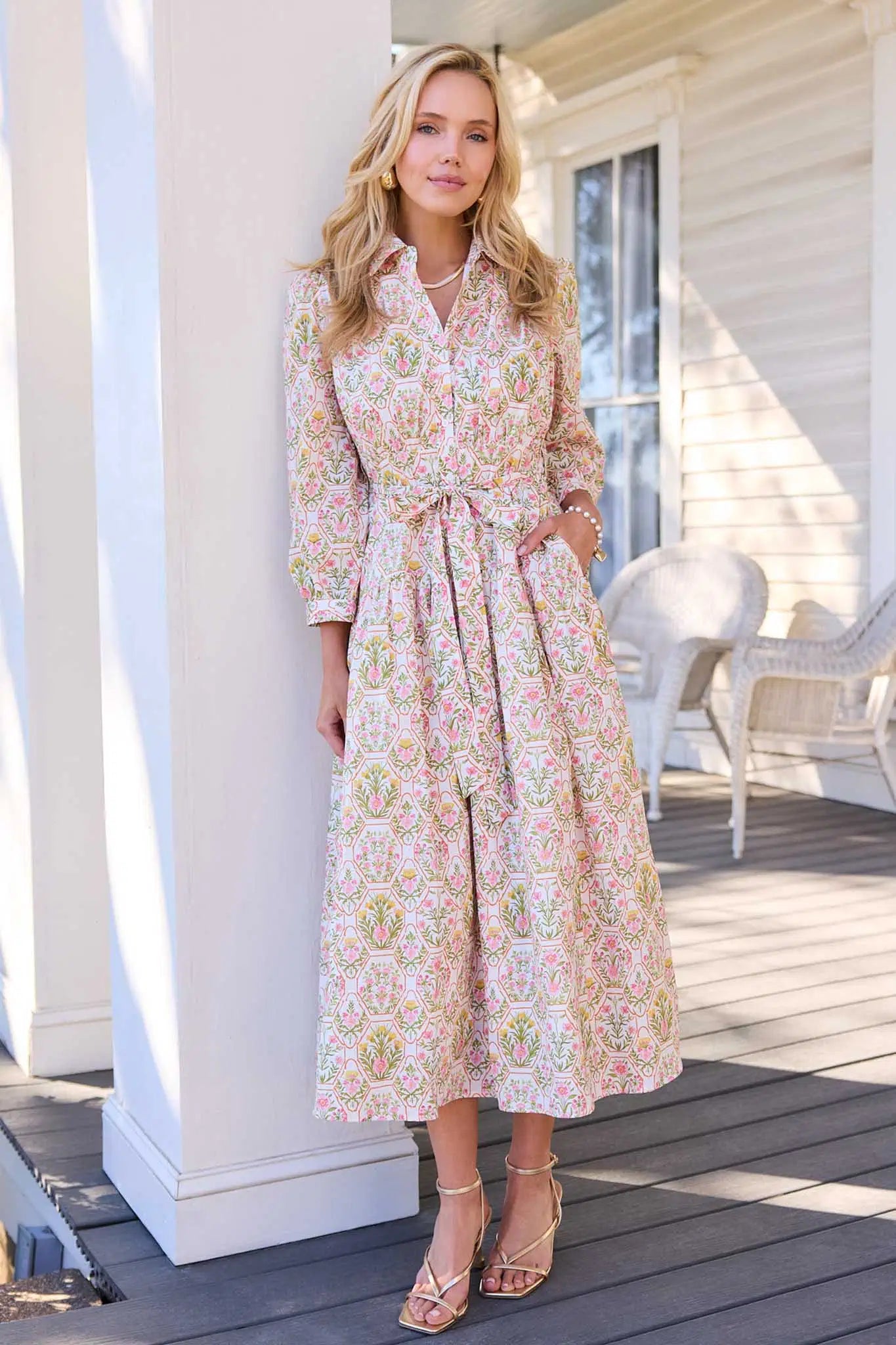 chinese dress ladies Montsand Pink Beaded Lace Midi Dress main image 0