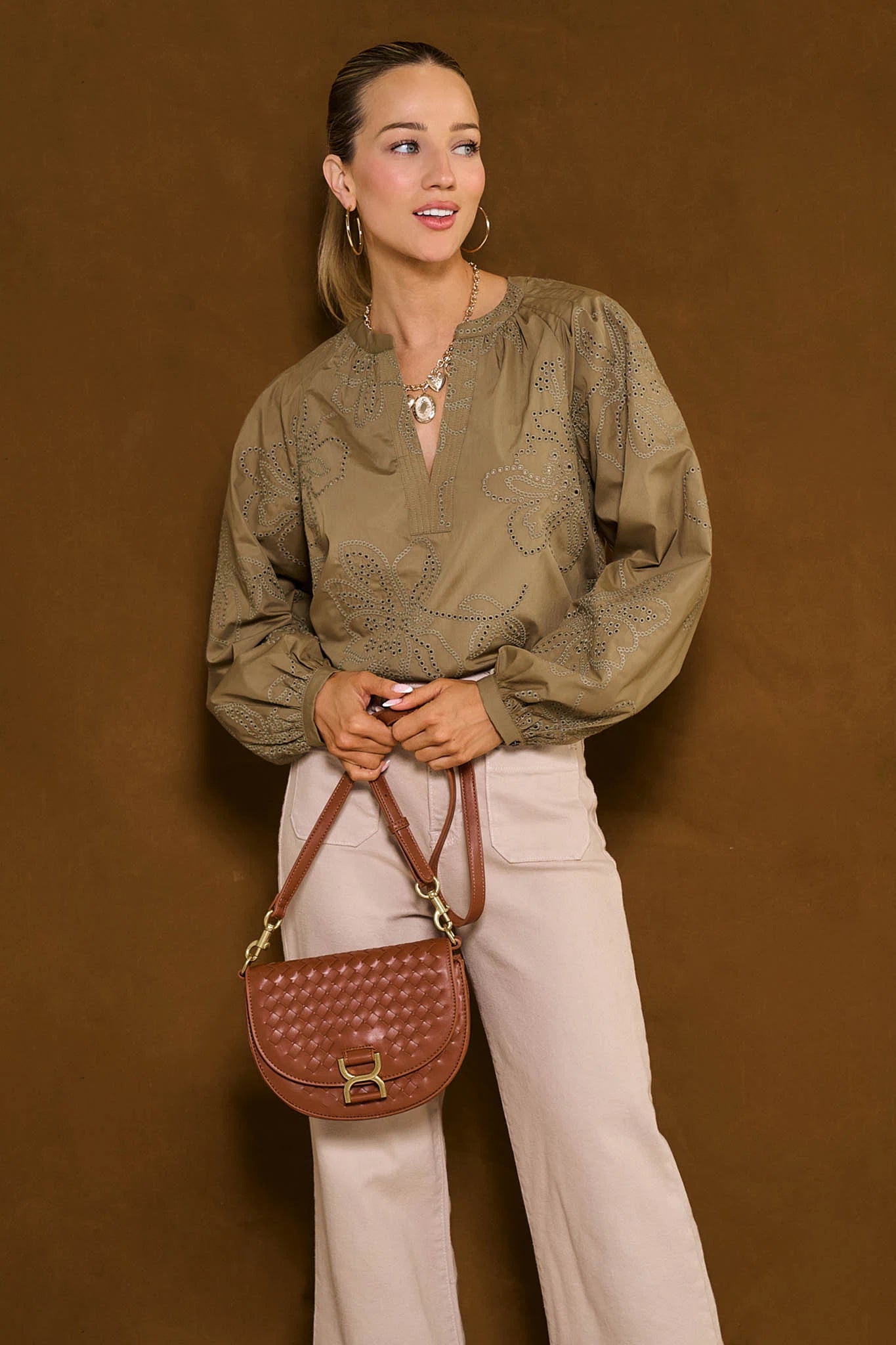 Mae Green Embroidered Top