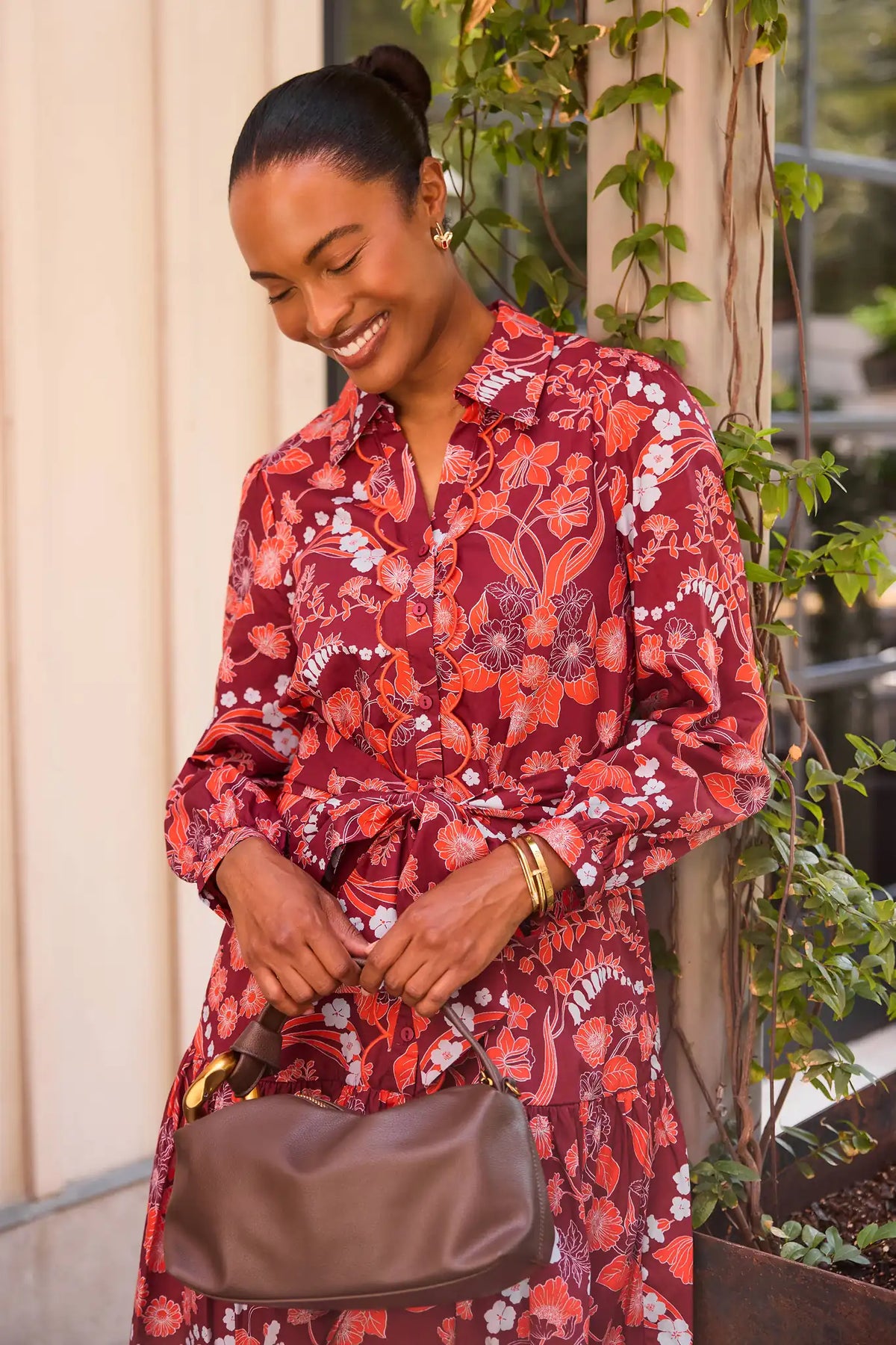 Molly Maroon Multi Print Midi Dress
