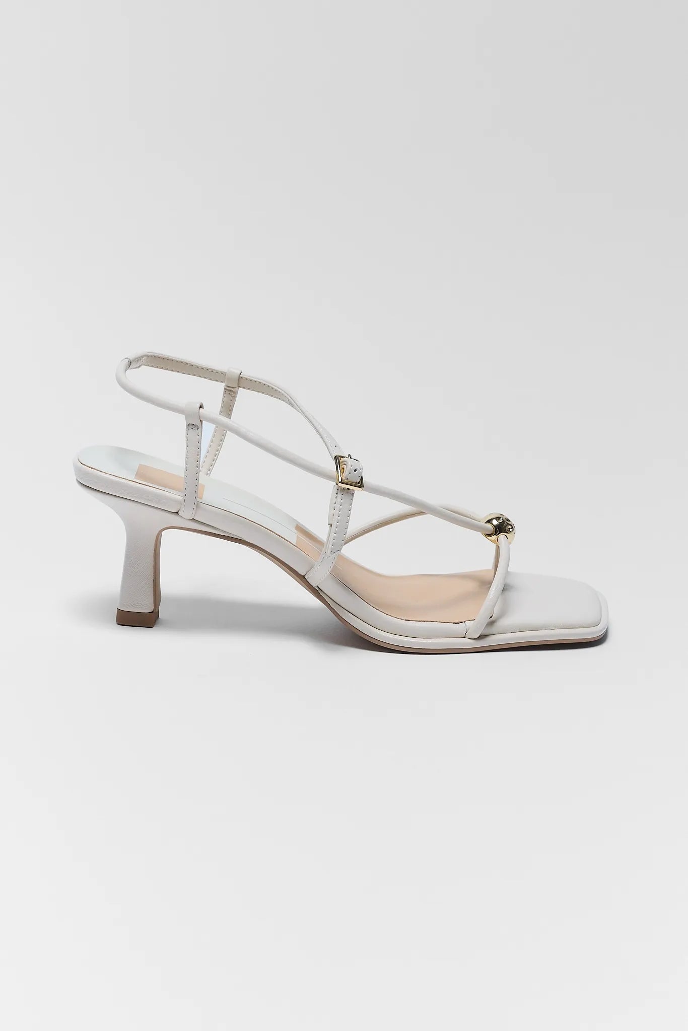 one Mylee Cream Strappy Kitten Heel on white background