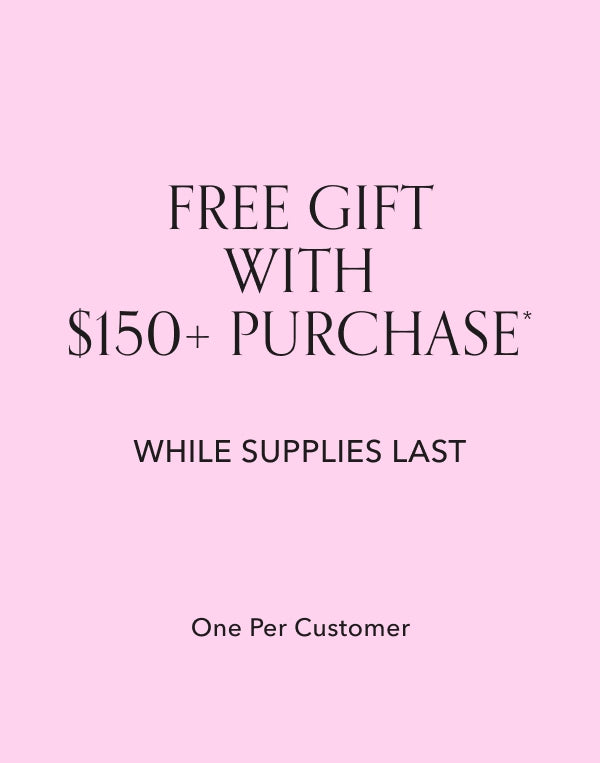 navigation image Promotional text for a free gift with purchase offer on a pink background