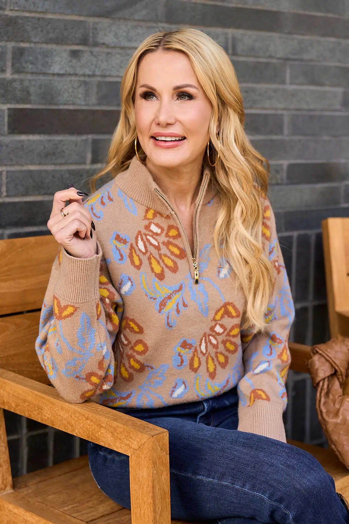 Nancy Taupe Floral Sweater