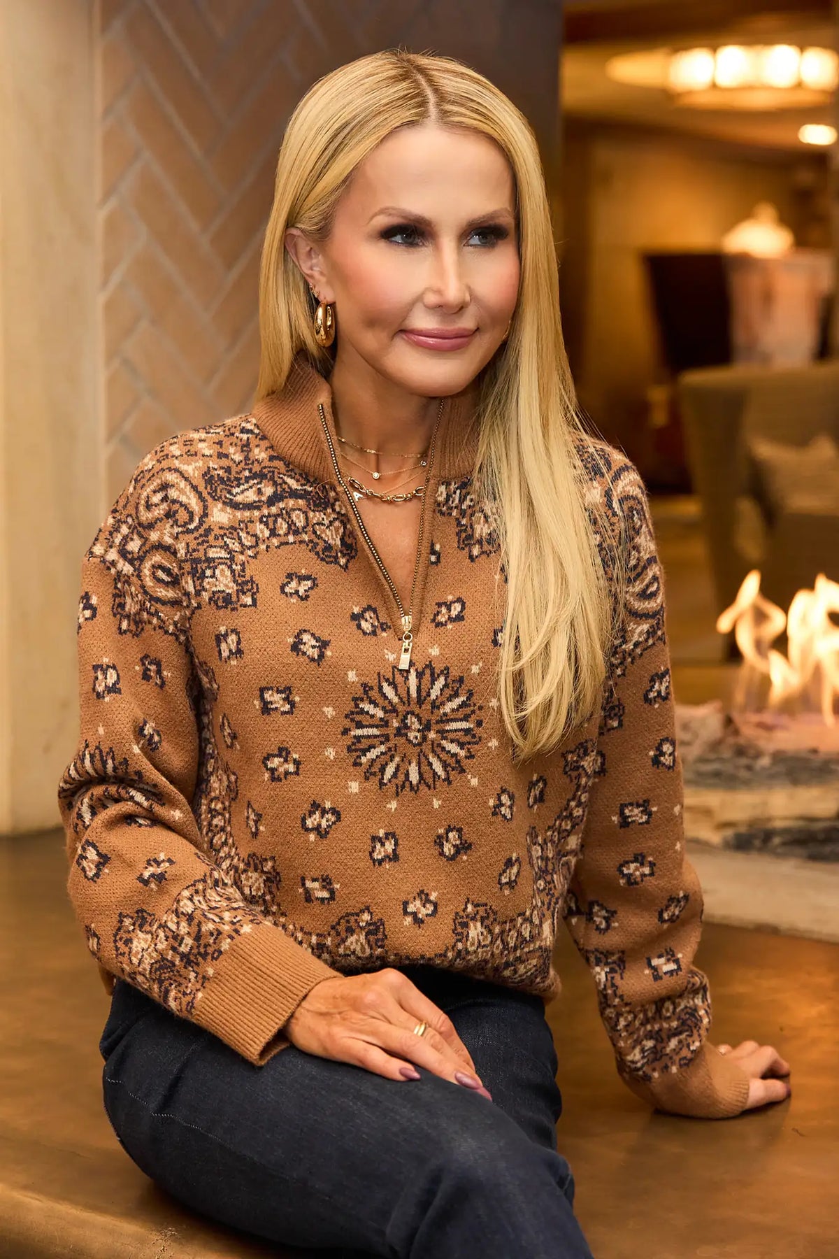 Nancy Brown Bandana Print Sweater