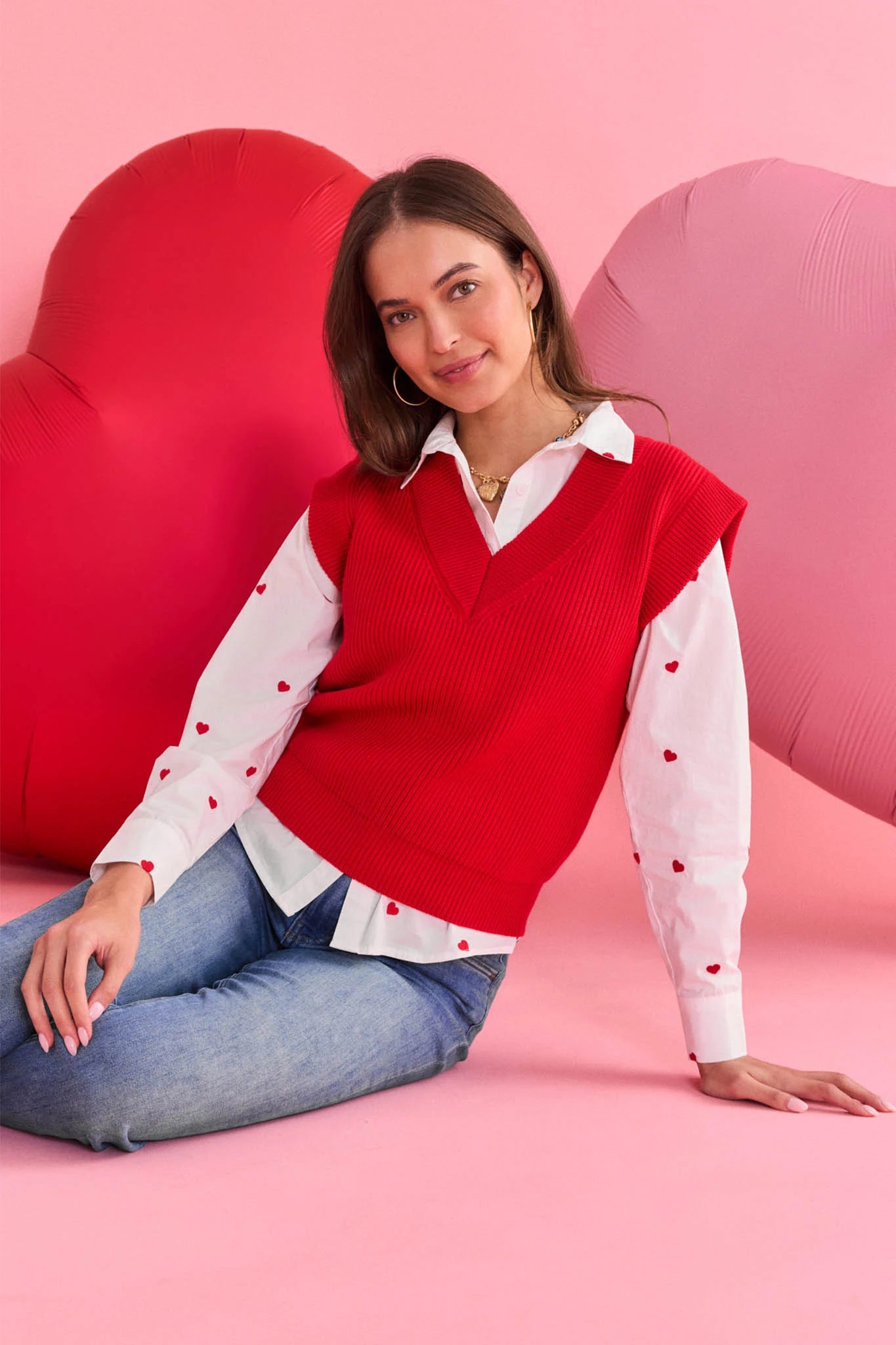 Nicolette Red Knit Sweater Vest | Avara