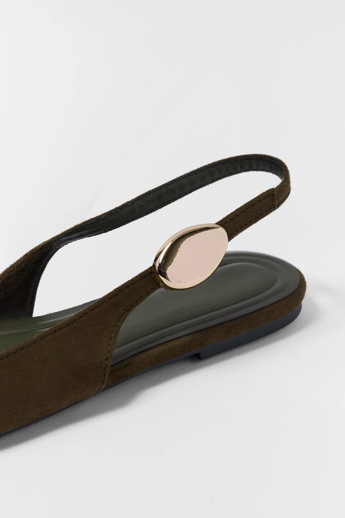 Olive Faux Suede Slingback Flats