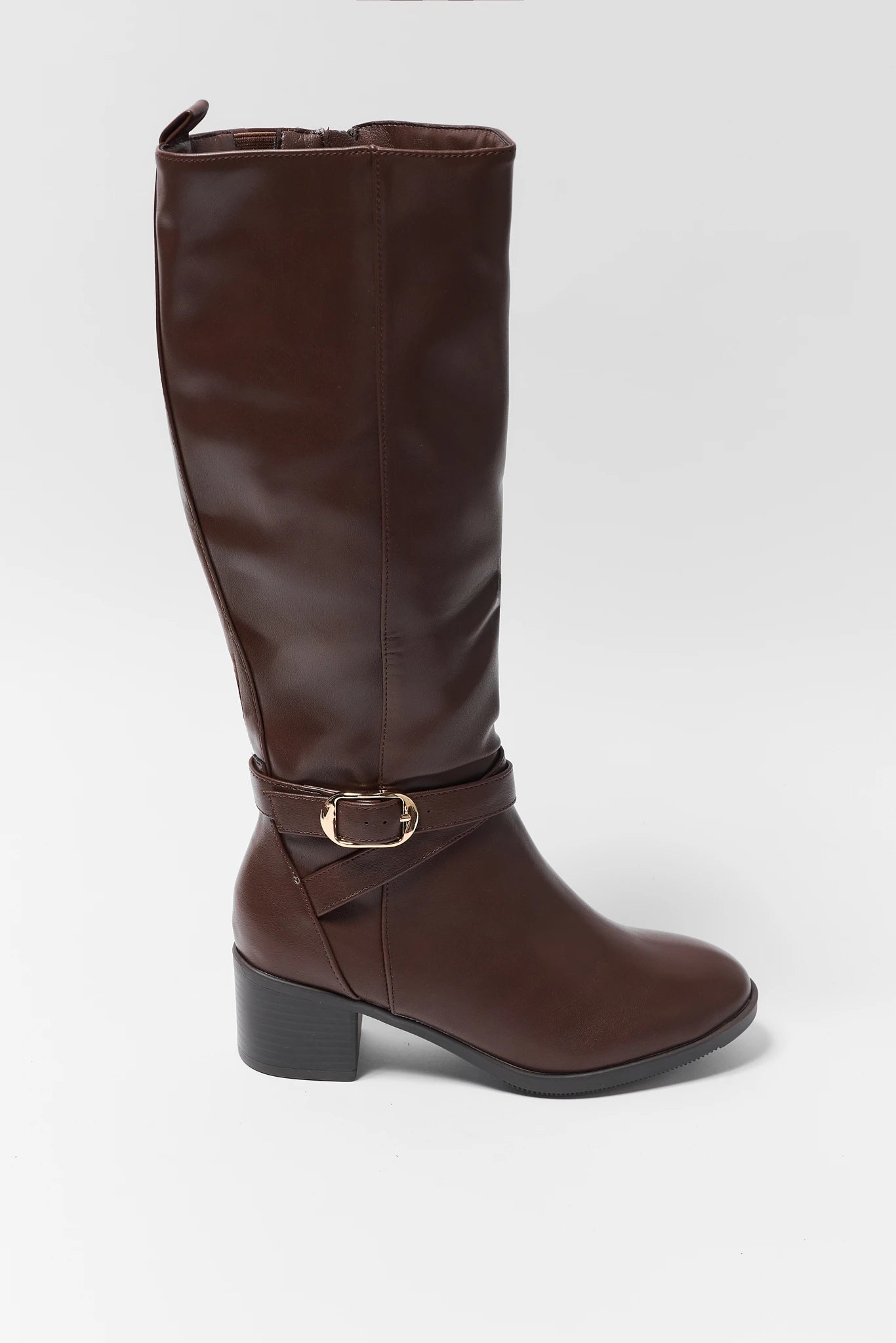 Prudence Brown Faux Leather Boots
