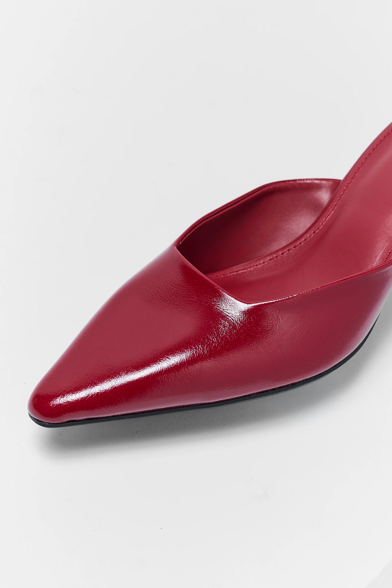 Red Faux Leather Mule Kitten Heel