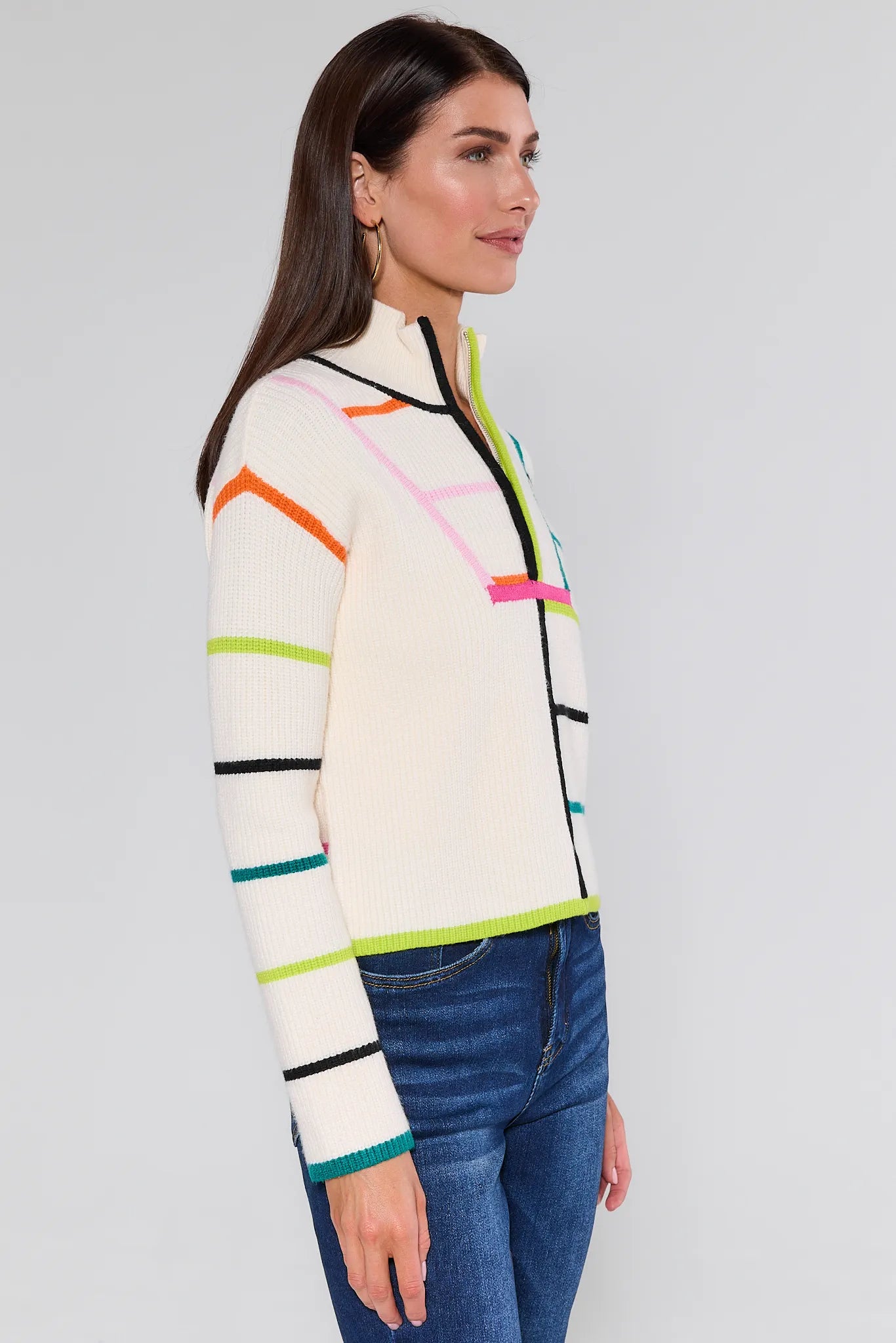 Carmen Striped Half Zip Sweater