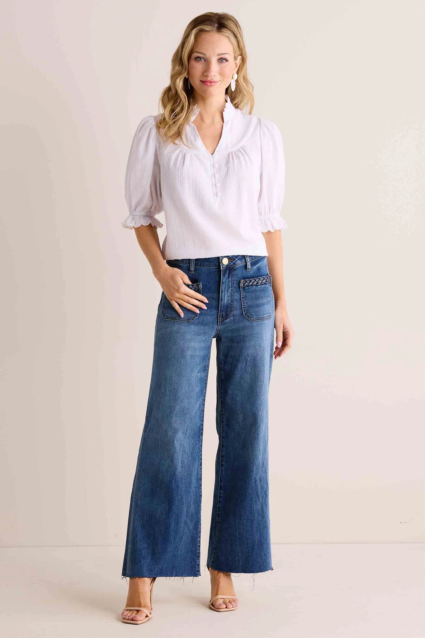 Hailey White Puff Sleeve Top